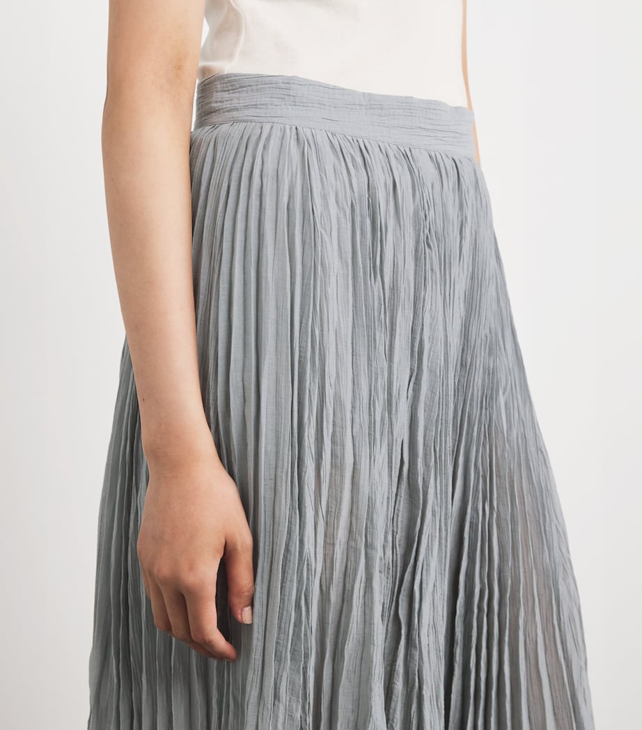 Organic Cotton-Blend Pleated Midi Skirt 023 PALE GREY Image 6