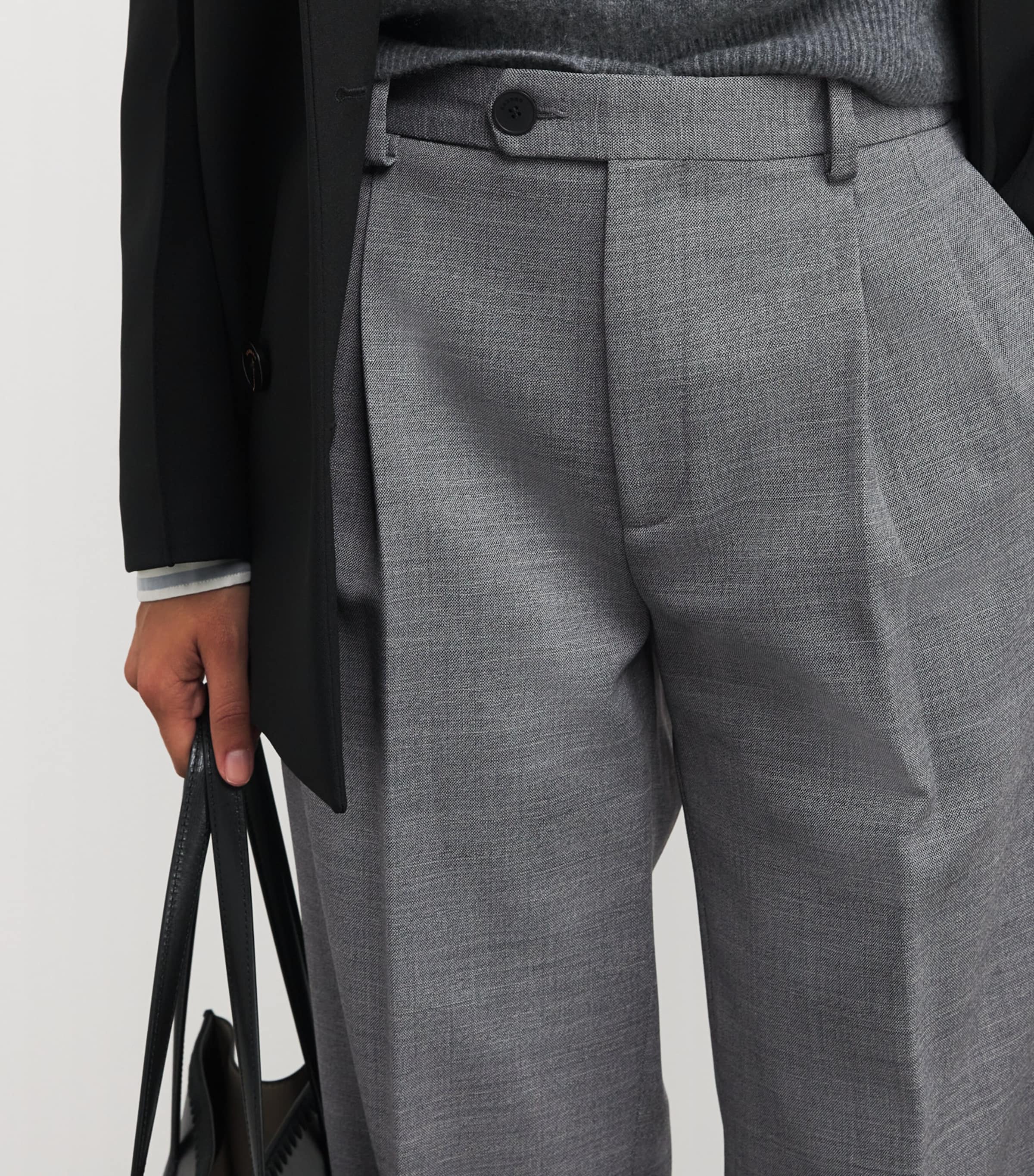 Wool-Blend Straight Trousers GREY Image 6