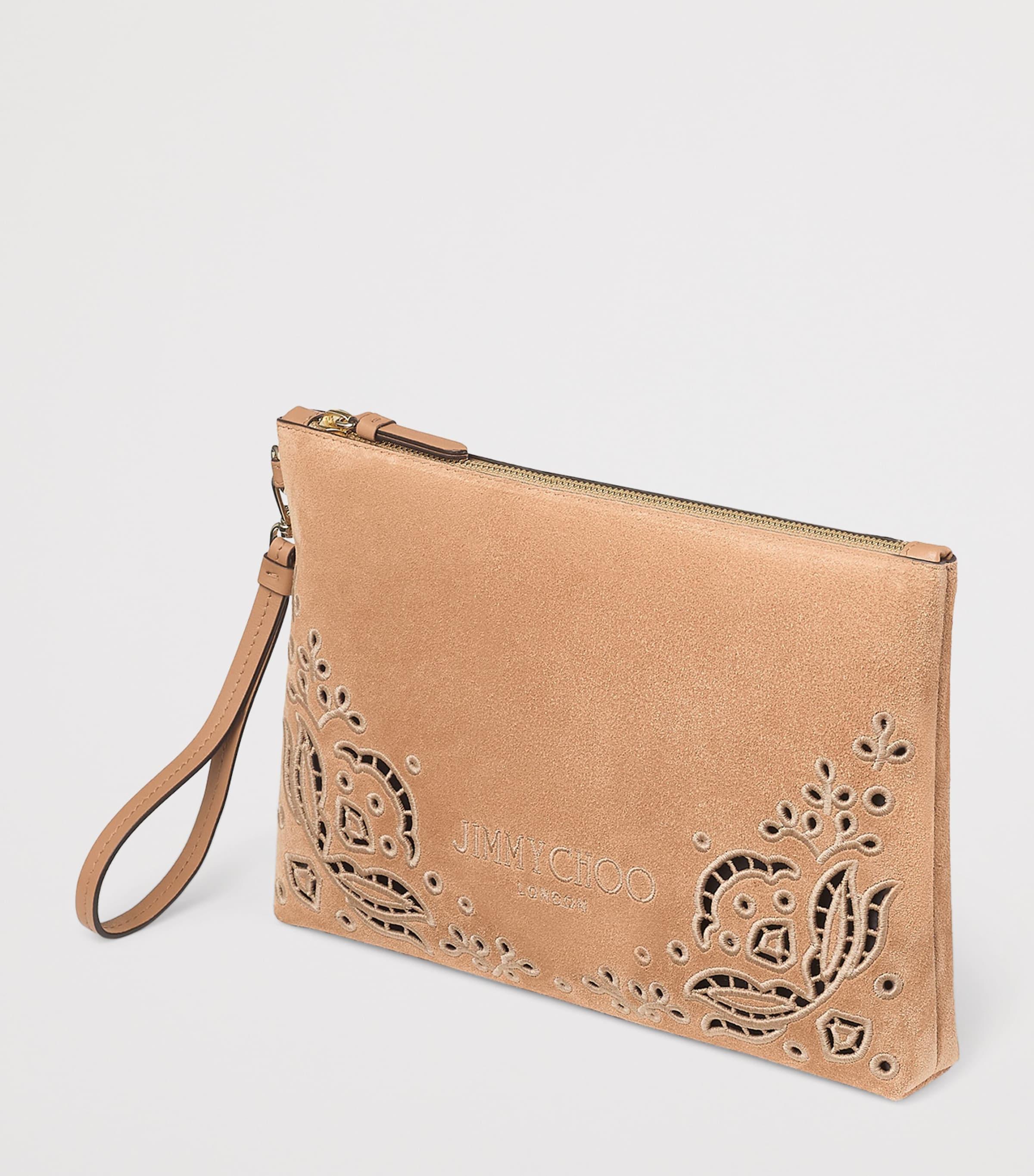 Suede Embroidered Pouch TOFFEE/LIGHT GOLD Image 2