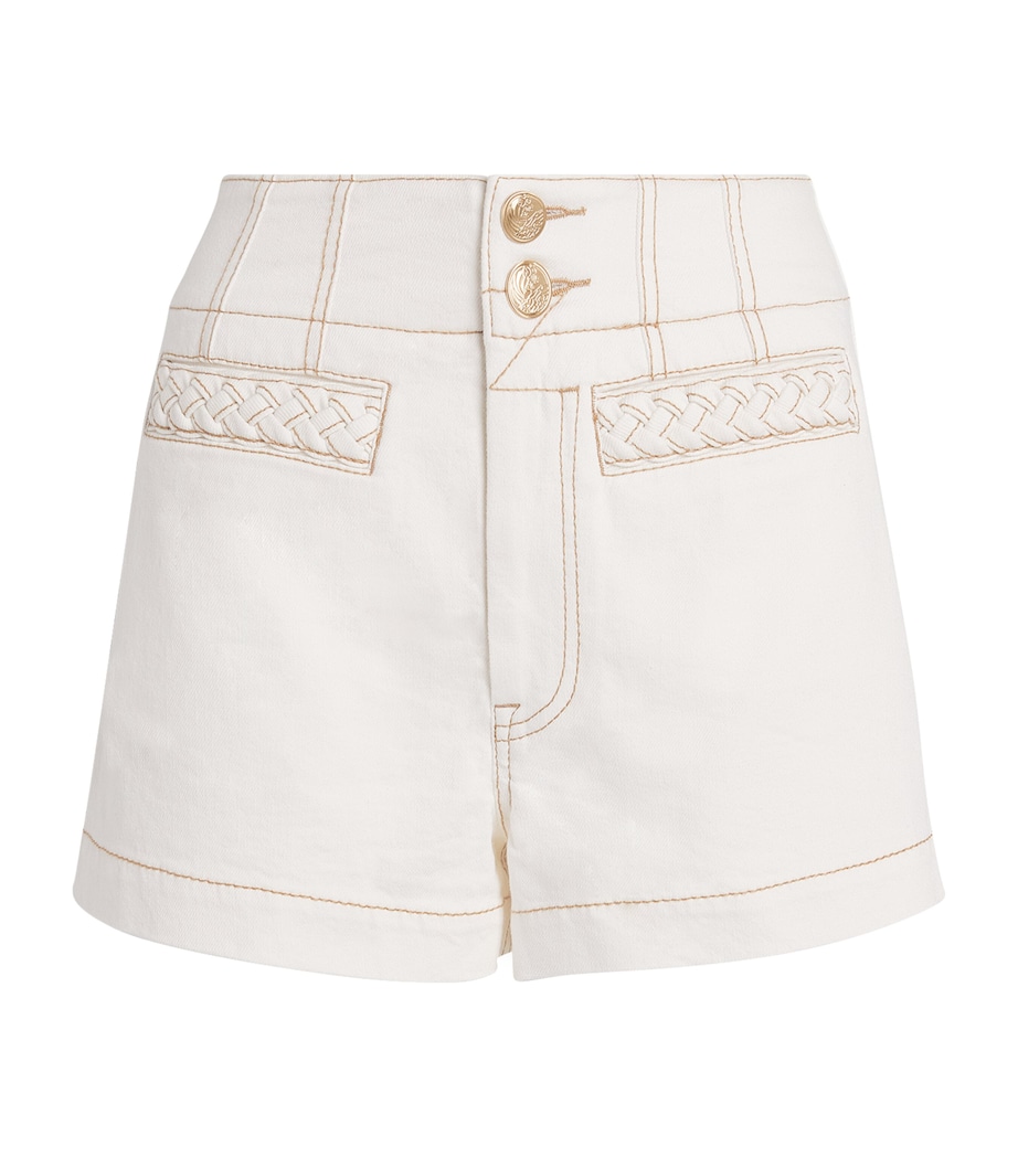 Zimmermann Womens Roselight Denim Shorts Vintage Cream Image 1