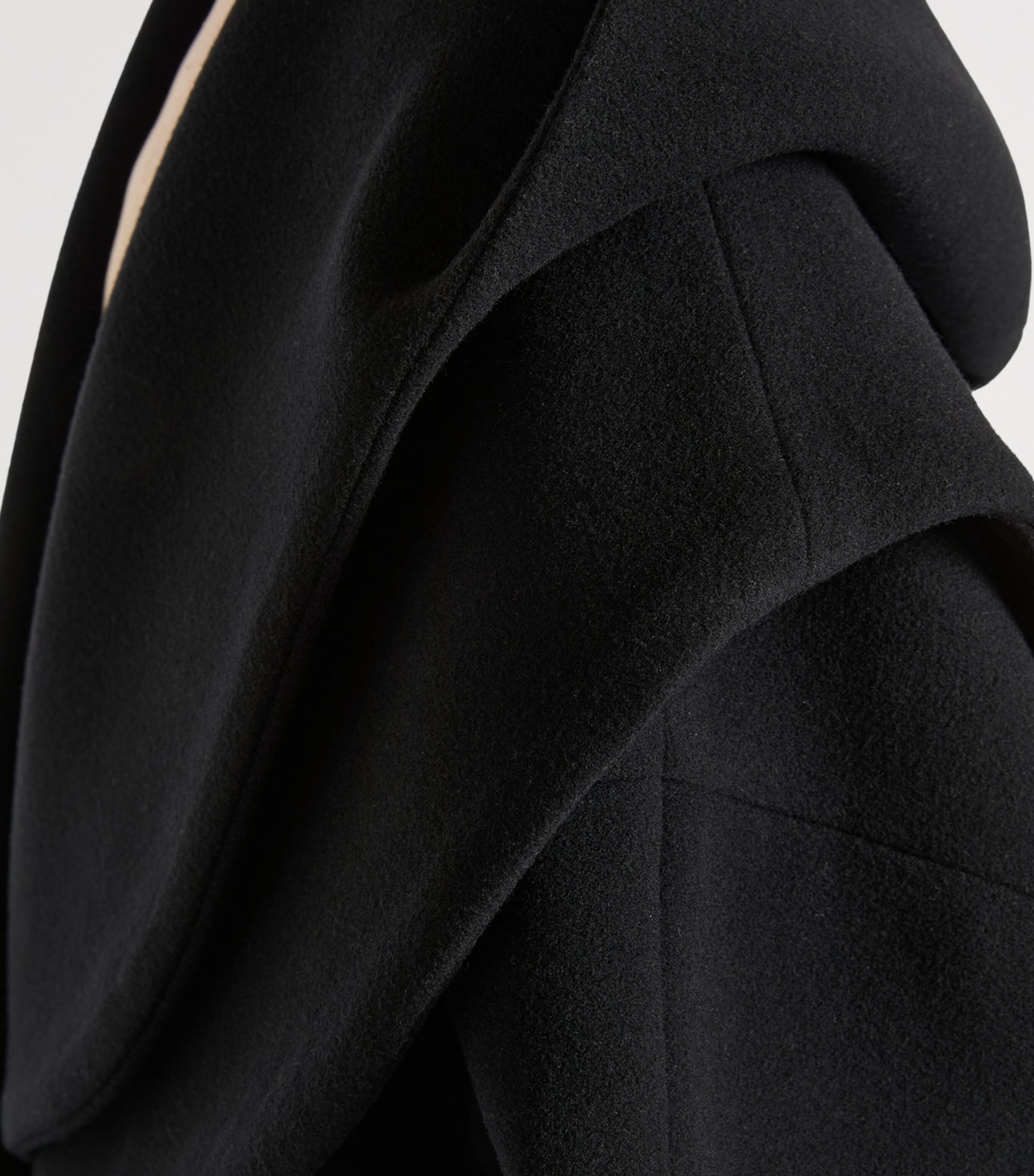 Balmain Womens Virgin Wool Oversized Pea Coat Noir Image 5