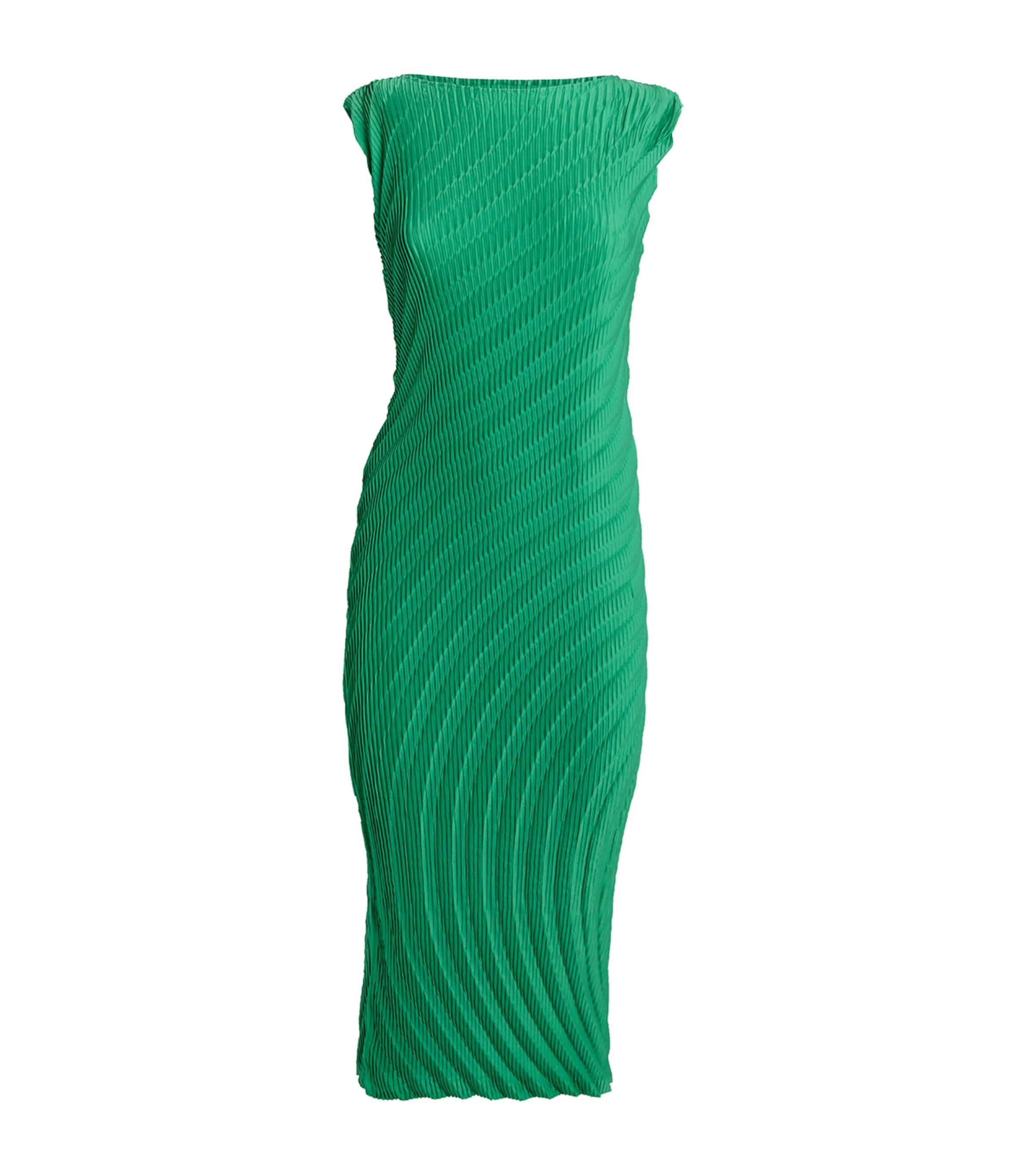 Shop Issey Miyake Pleated Nuance Midi Dress In Green