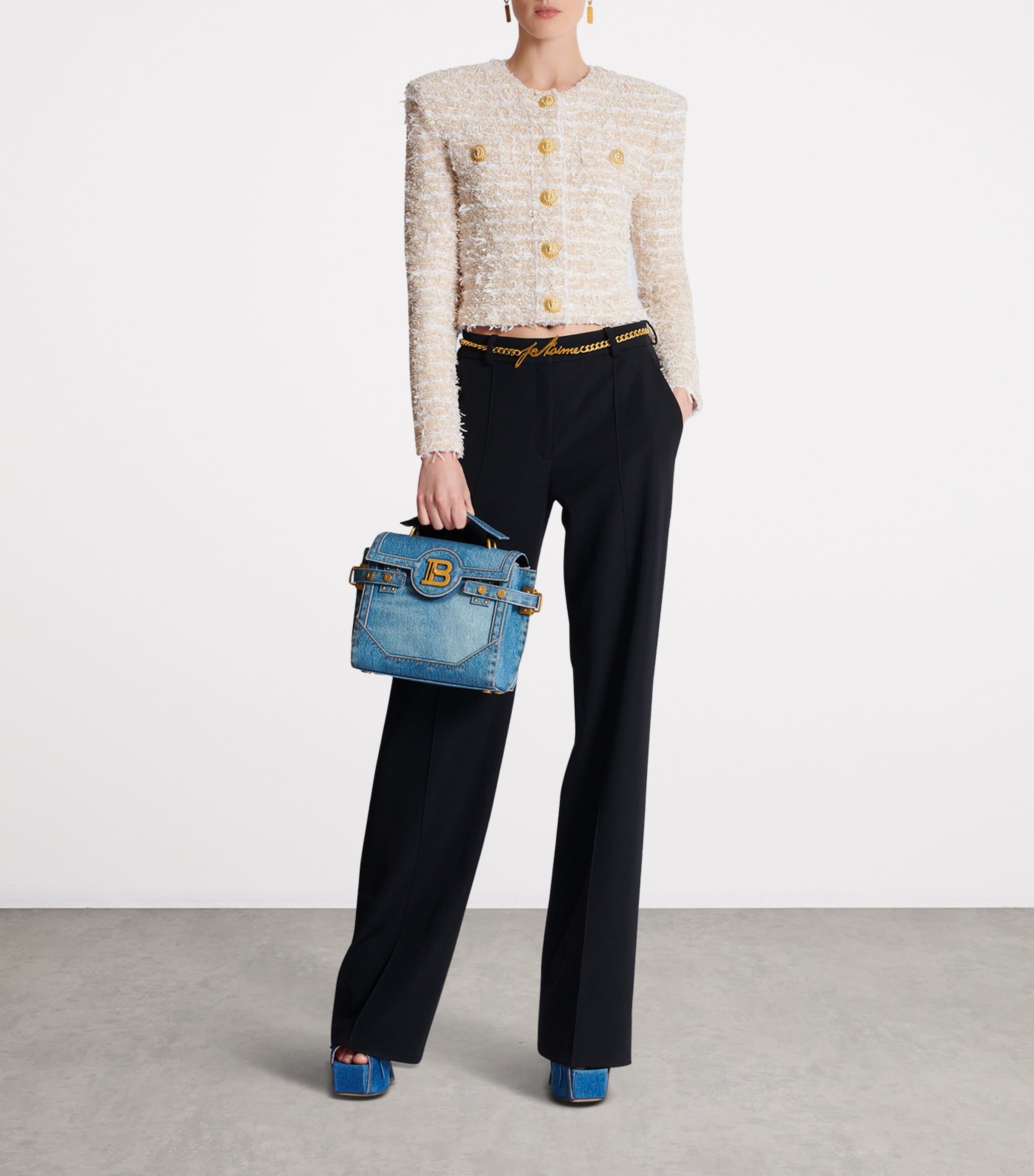 Cropped Tweed Jacket GAD BLANC/OR Image 5