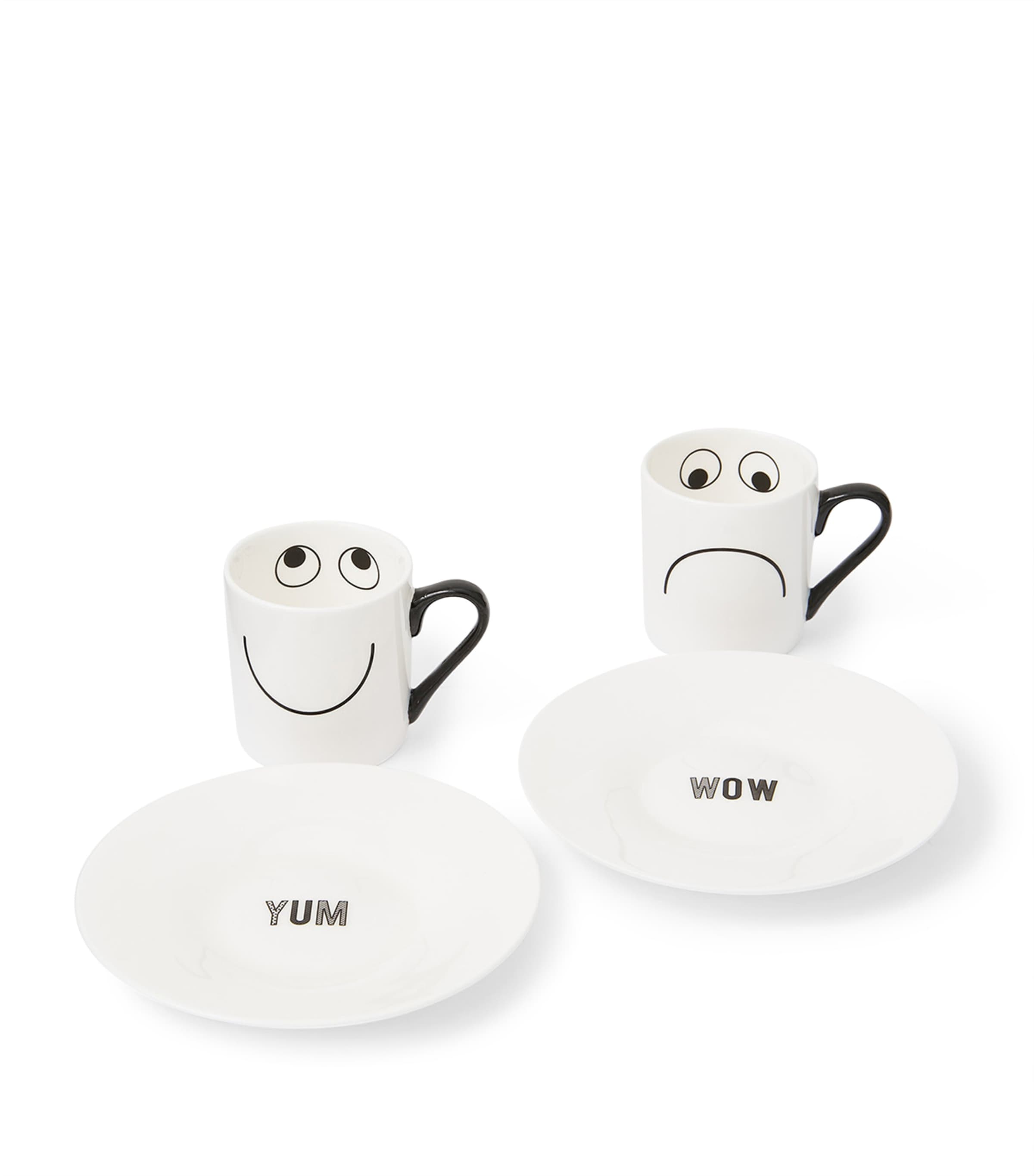 Set of 2 Eyes Espresso Cups and Saucers WHITE Image 1