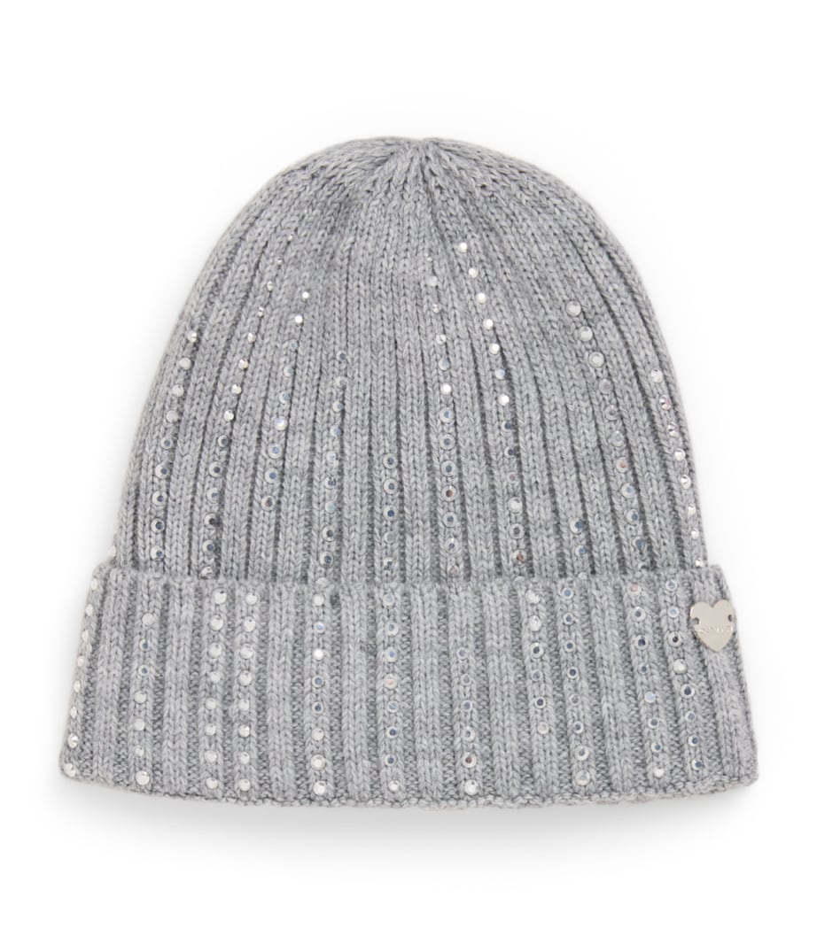 Monnalisa Embellished Knit Hat Grigio Image 1