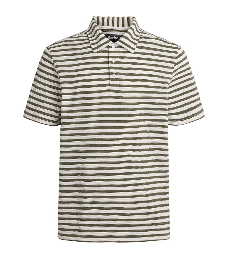 Barbour Mens Waffle Stripe Polo Shirt Whisper White Image 1
