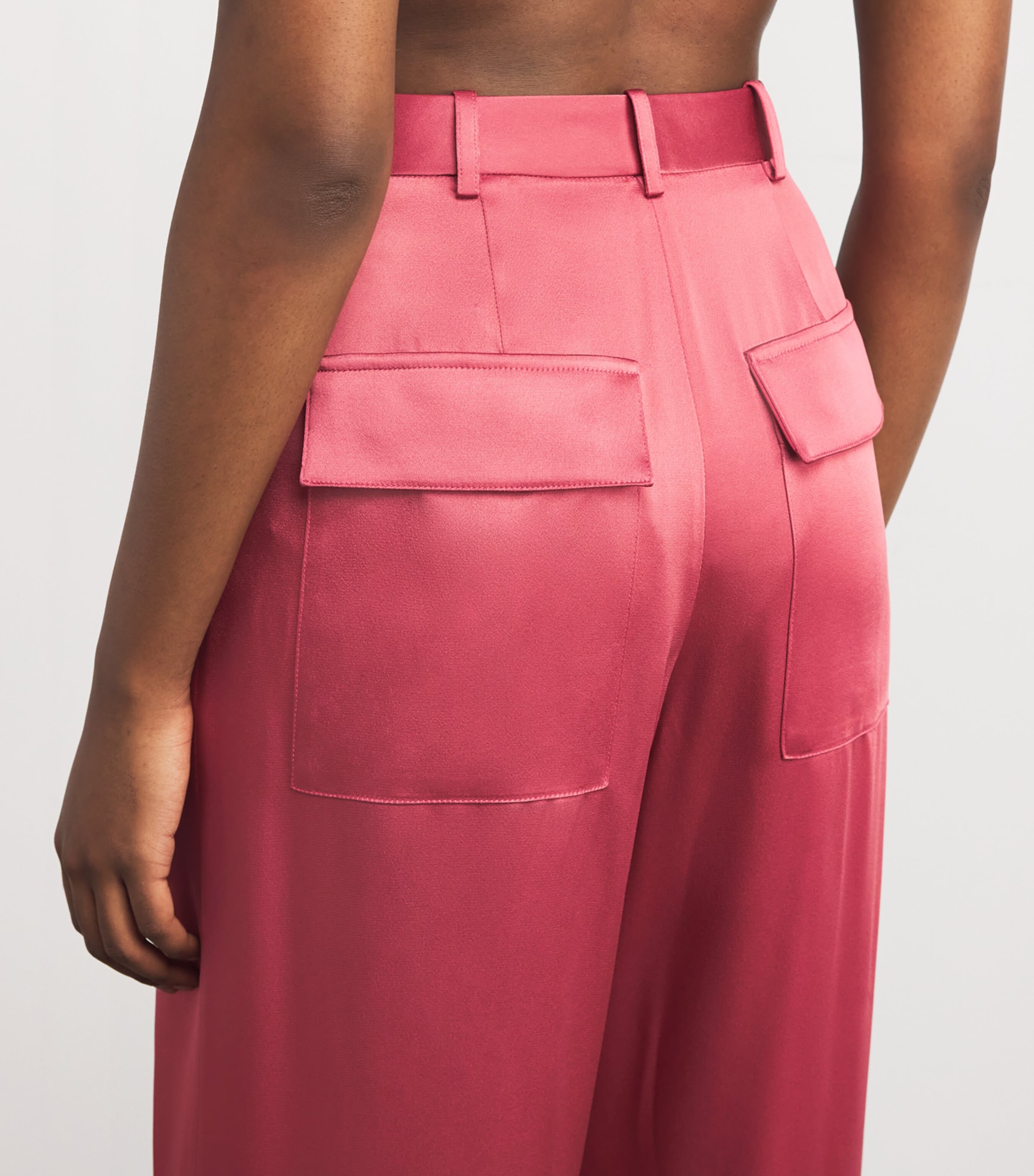 Satin Pleated Wide-Leg Trousers 678 DARK ROSE Image 6