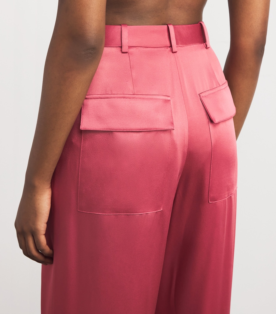 Satin Pleated Wide-Leg Trousers 678 DARK ROSE Image 6