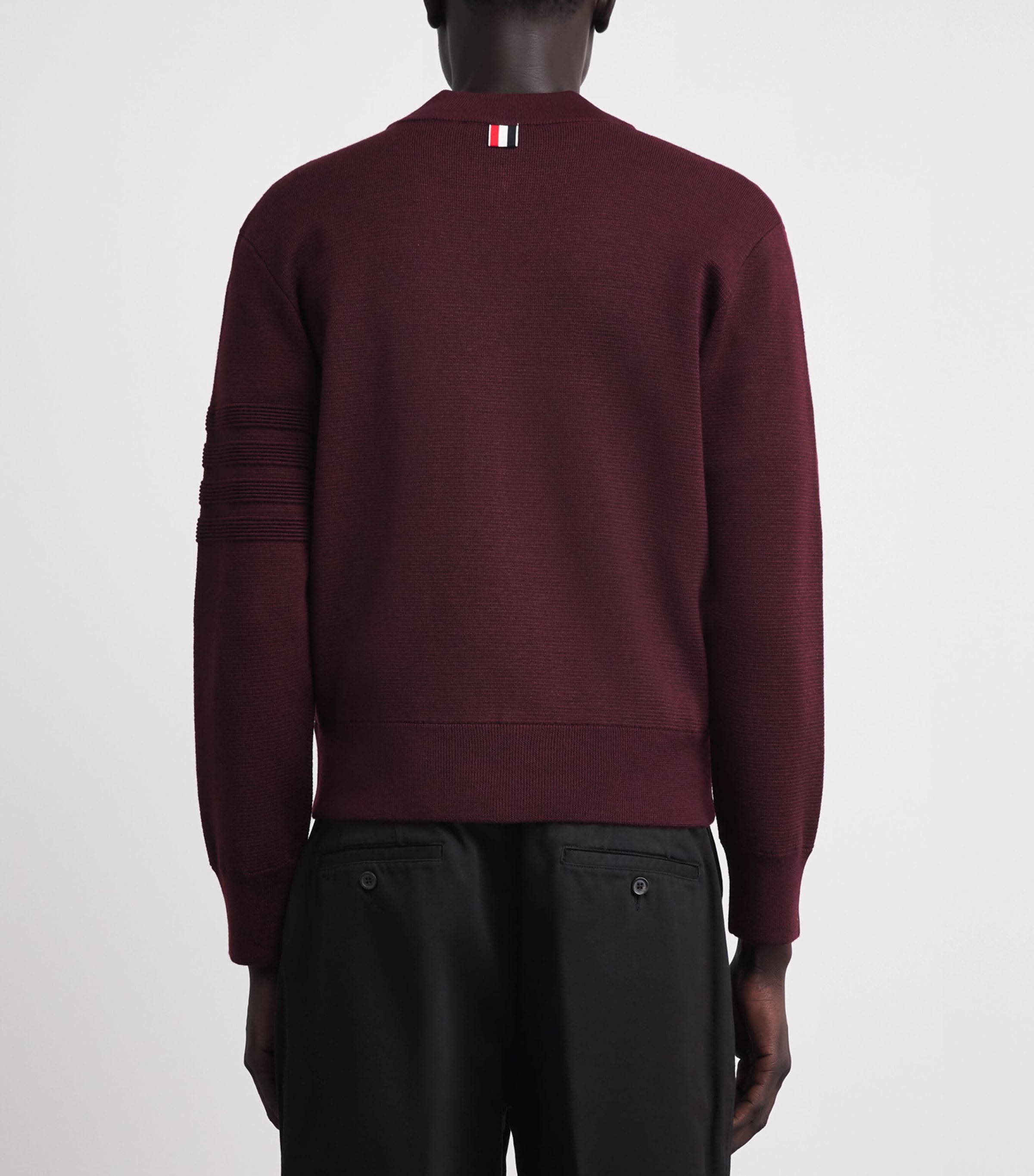 Thom Browne Mens Virgin Wool-Blend Bomber Jacket Burgundy Image 5