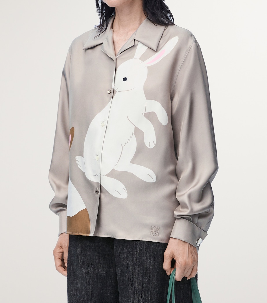 x Suna Fujita Silk Rabbit Shirt DARK BEIGE Image 3