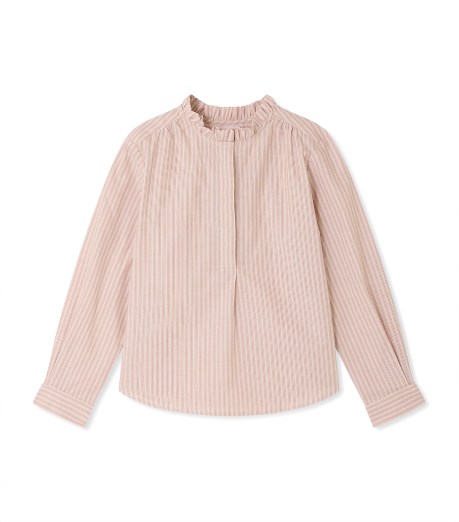 Bonpoint Cotton Stripe Blouse (4-8 Years) Ra Ecru Image 1