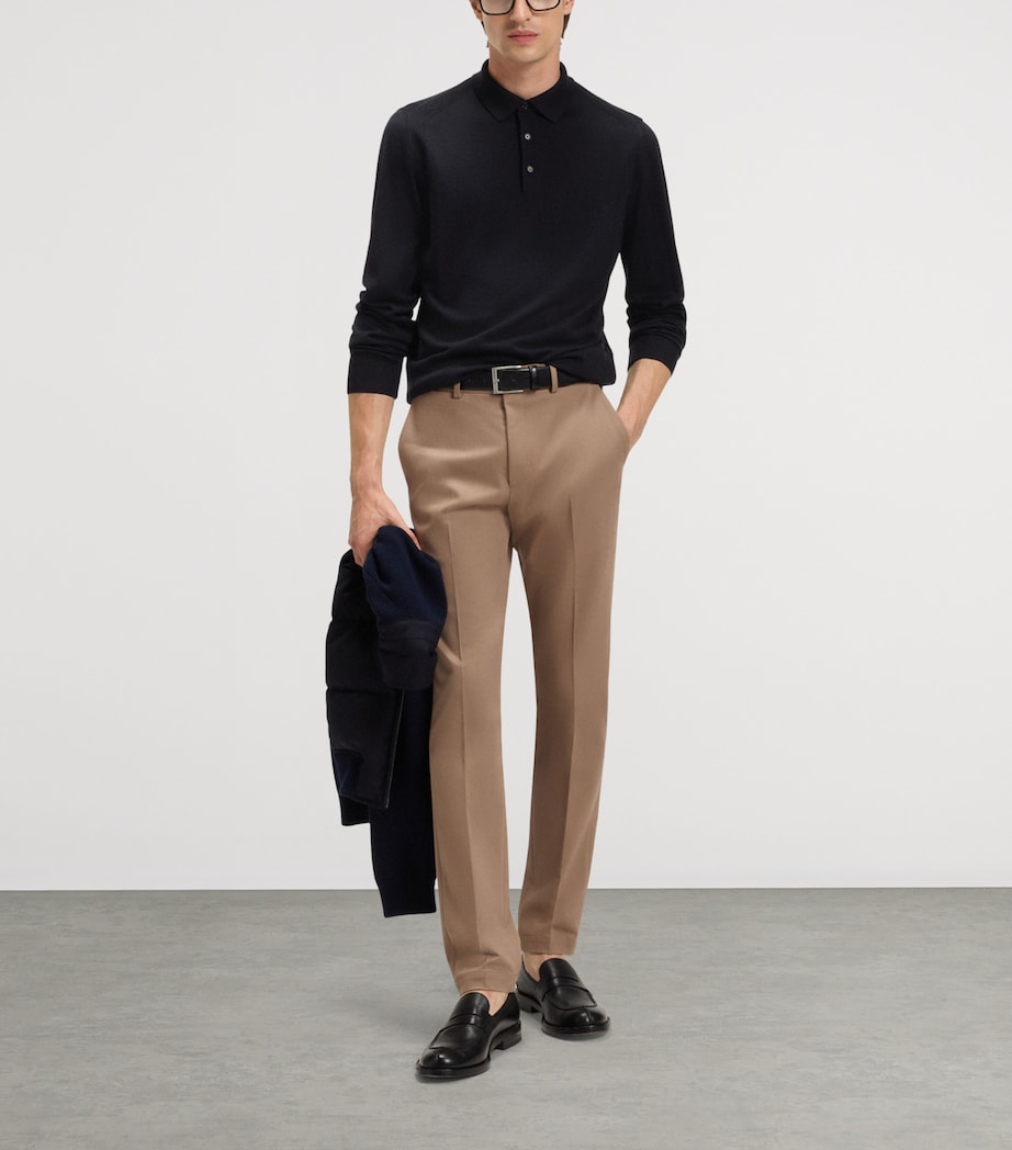BOSS Mens Wool-Silk-Cashmere Polo Sweater Image 4