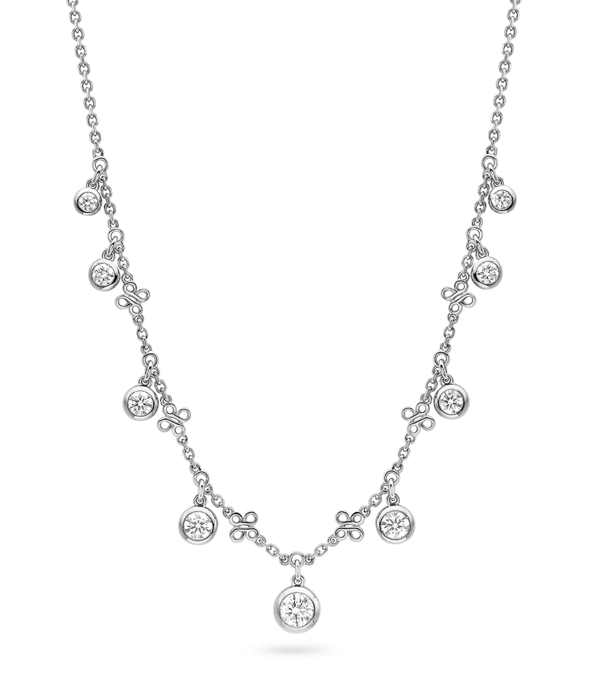 Shop Boodles Platinum And Diamond Beach Necklace In Silver