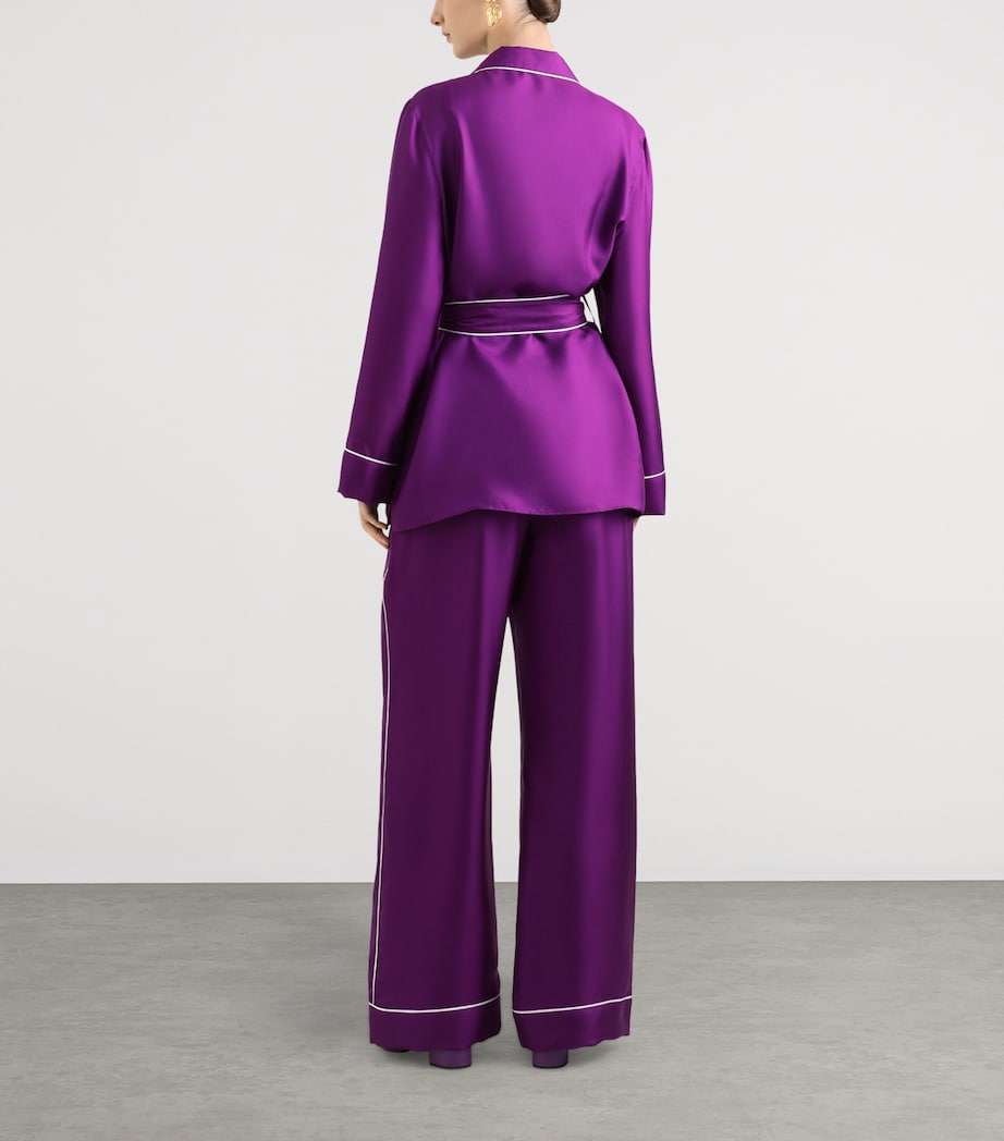 Silk Belted Shirt F0571-PURPLE Image 4