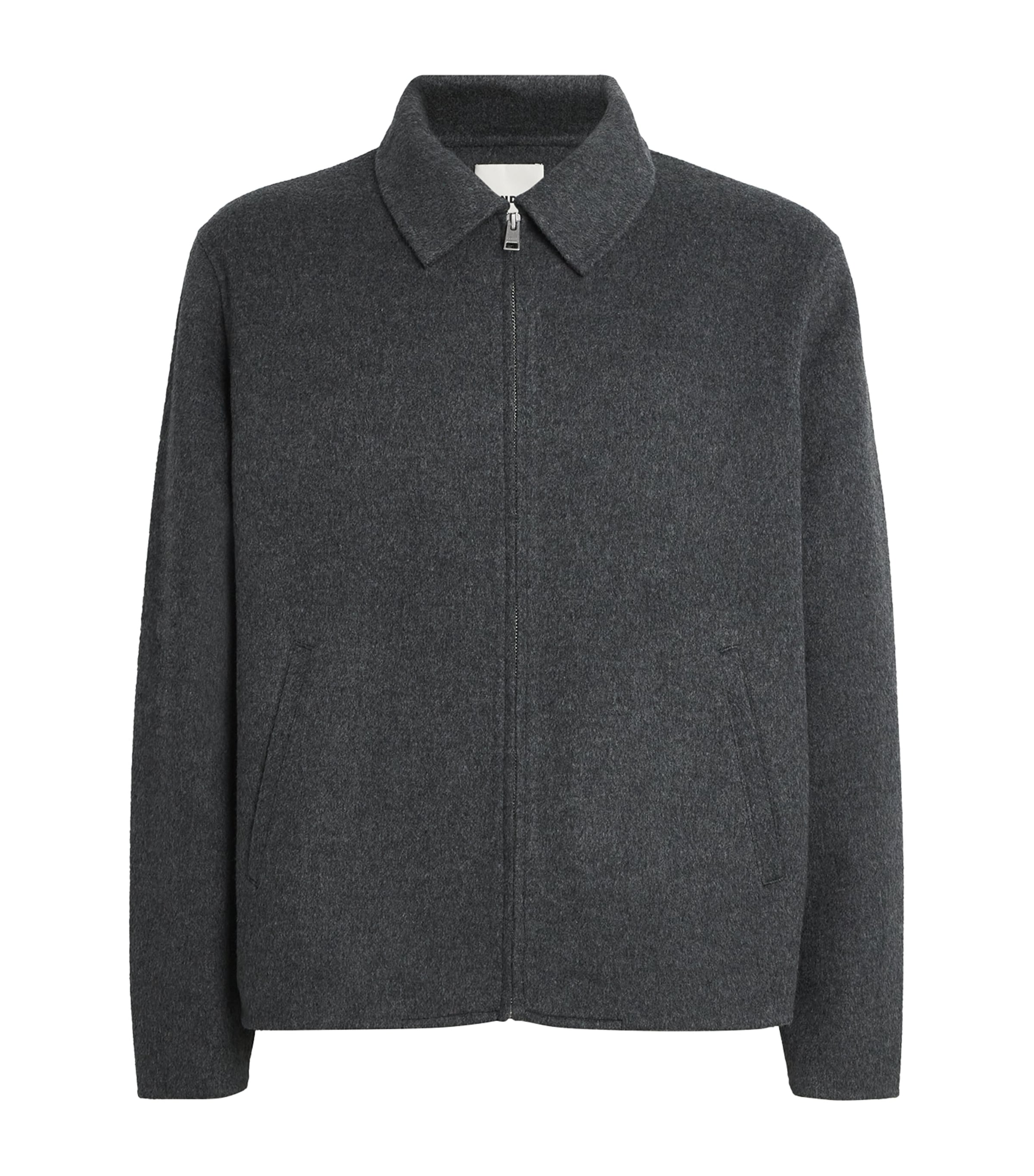 Sandro Mens Dark Grey Double-faced Long-sleeve Wool-blend Jacket In Blue