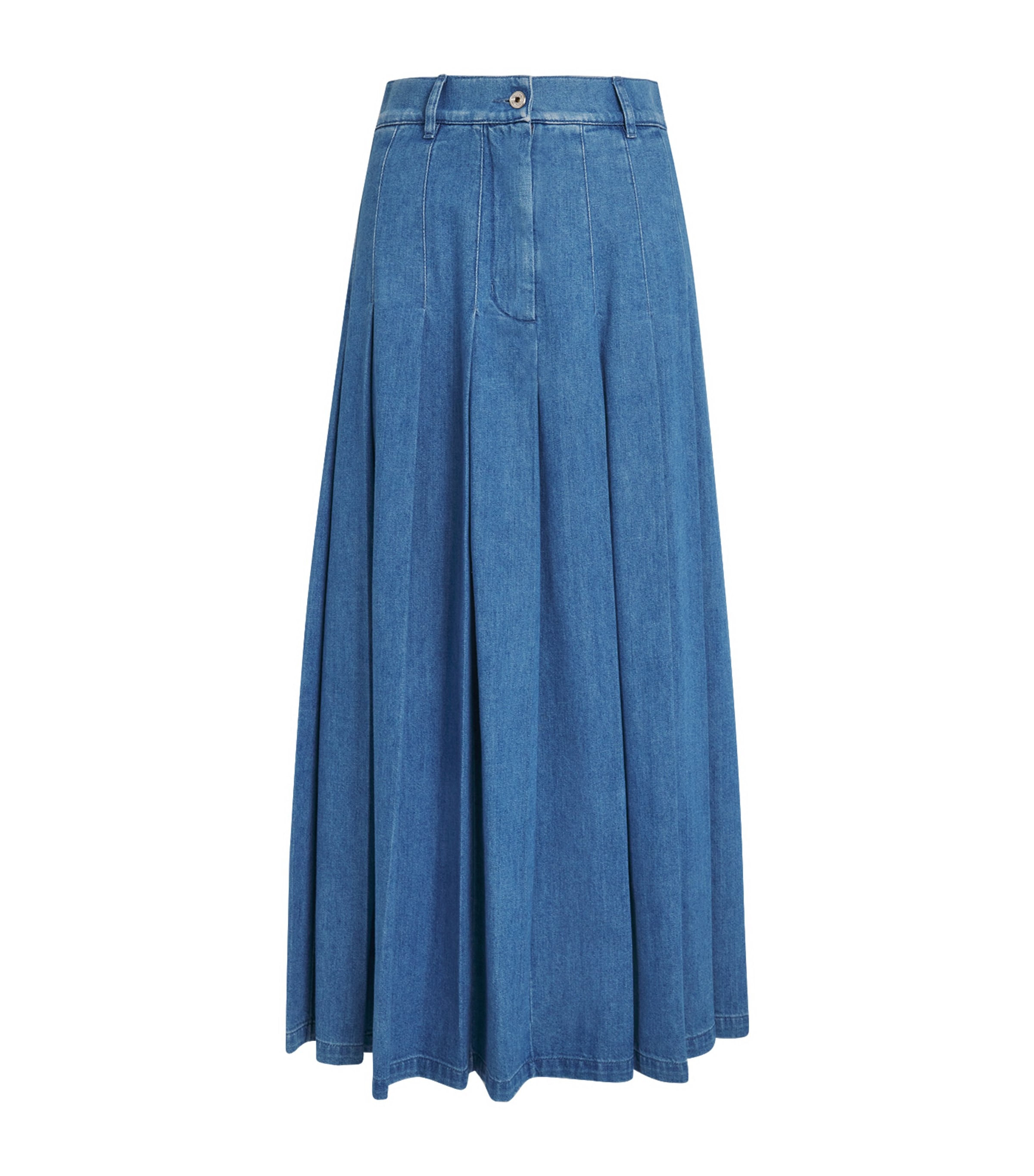 Weekend Max Mara Opunzia Pleated Denim Maxi Skirt In Blue