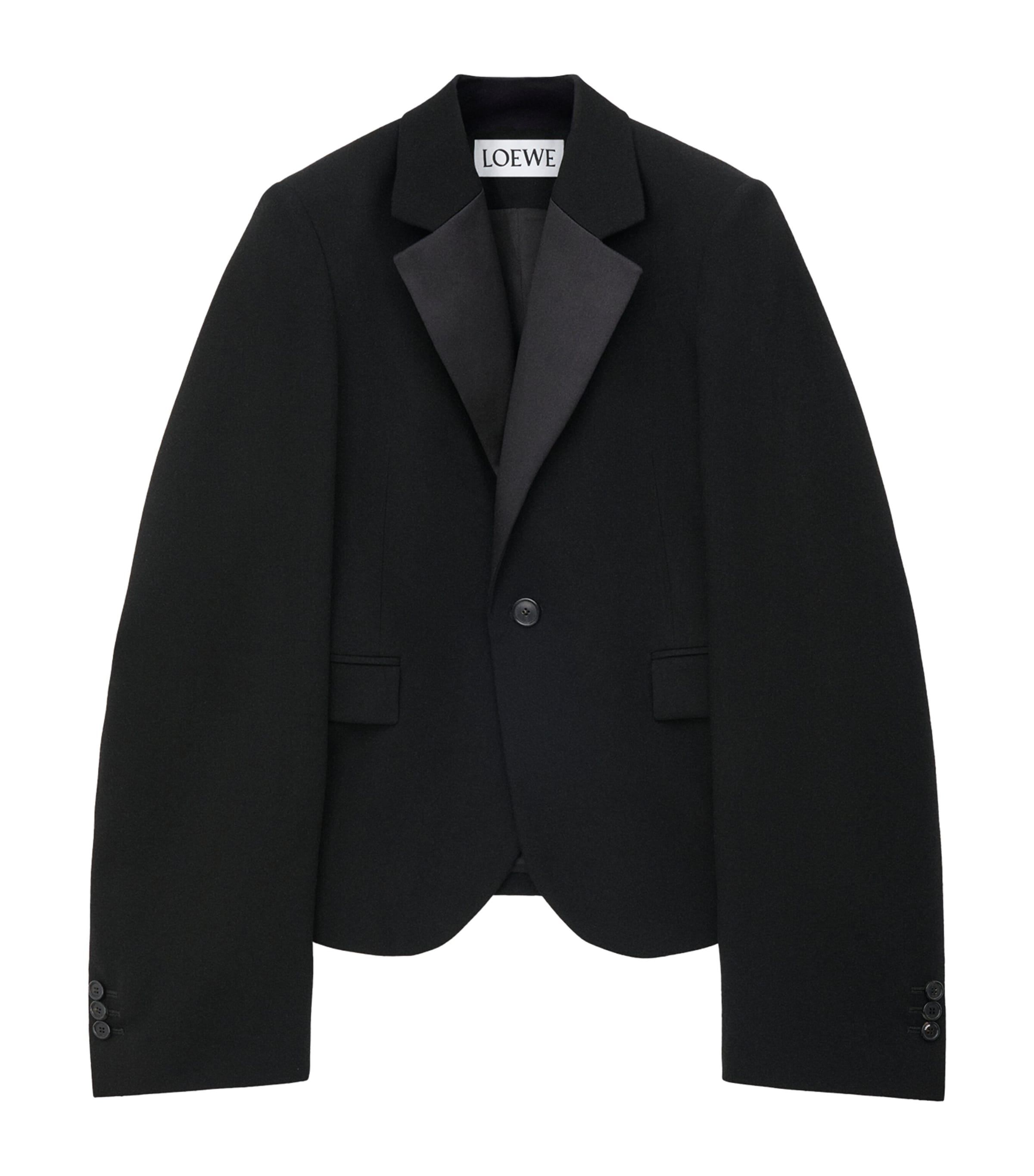 Loewe Navy Blue Wool Blazer In Black