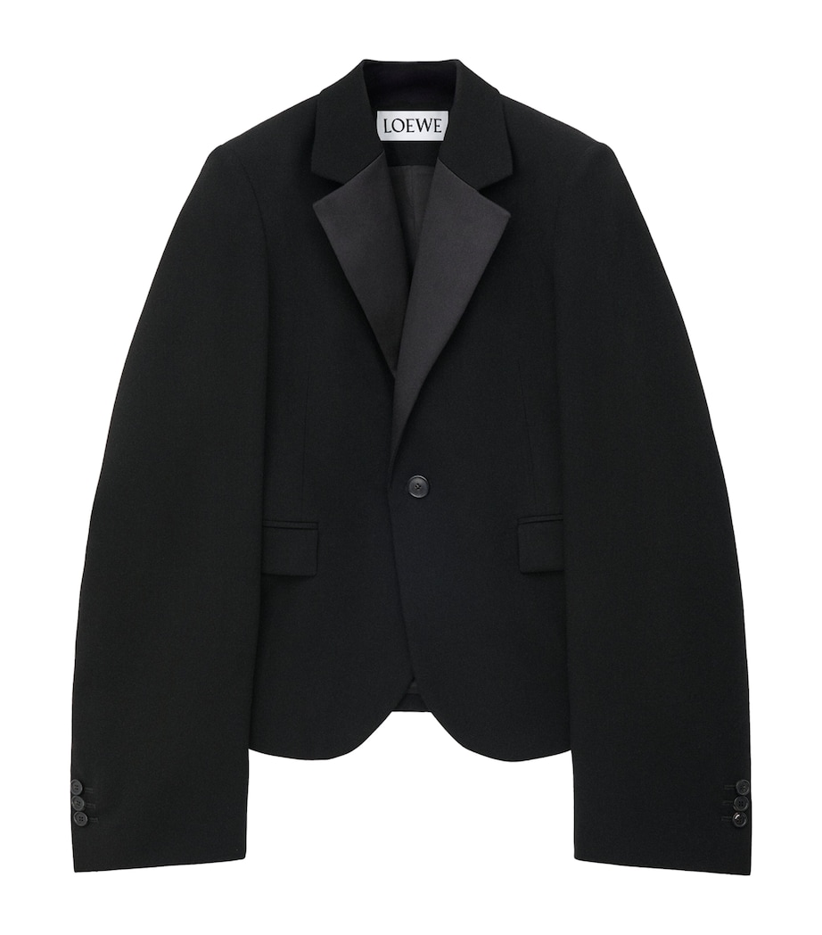 Wool-Blend Exaggerated-Sleeve Blazer BLACK Image 1