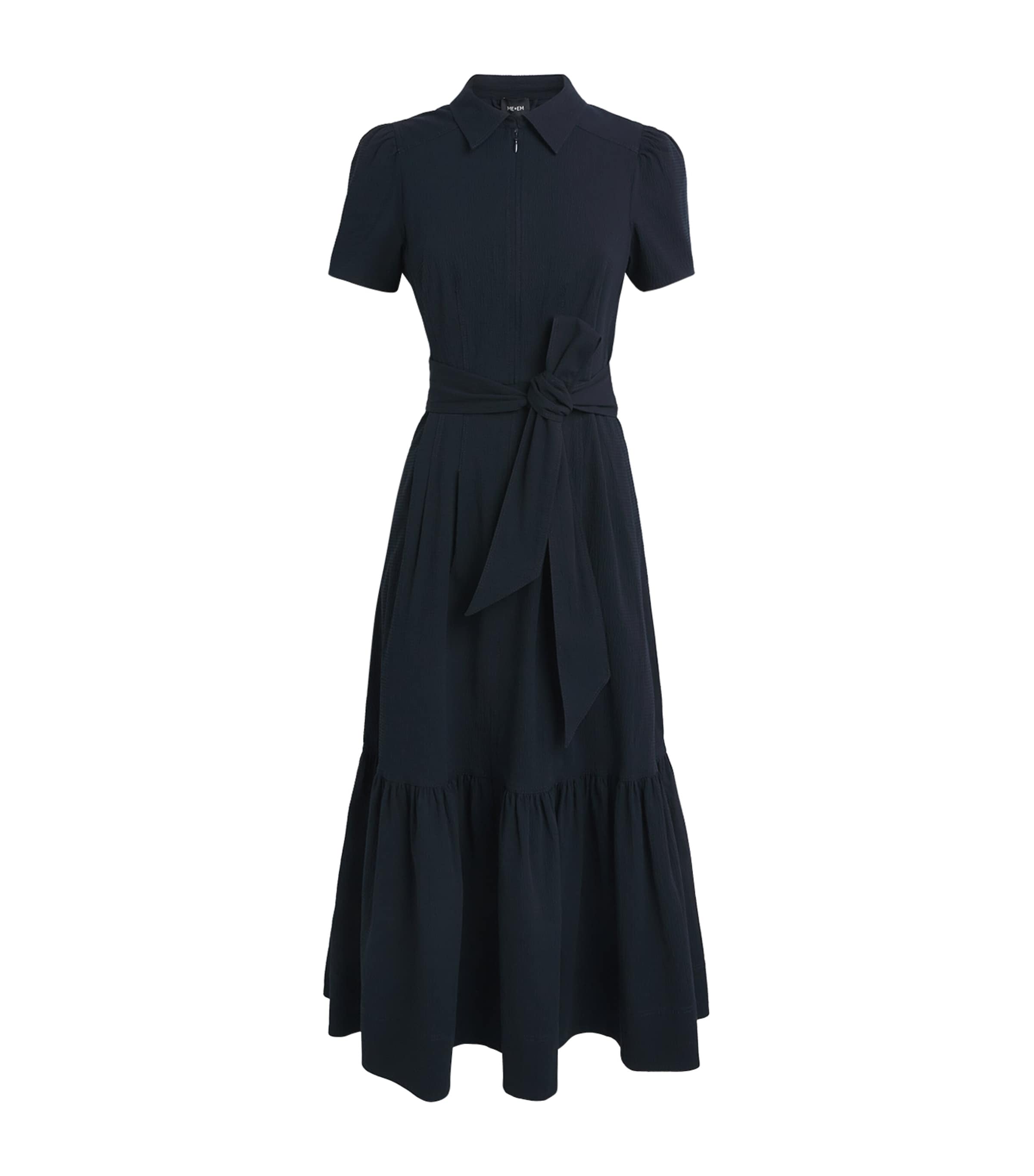 ME+EM Womens Stretch-Cotton Fitted Midi Dress Navy Image 1
