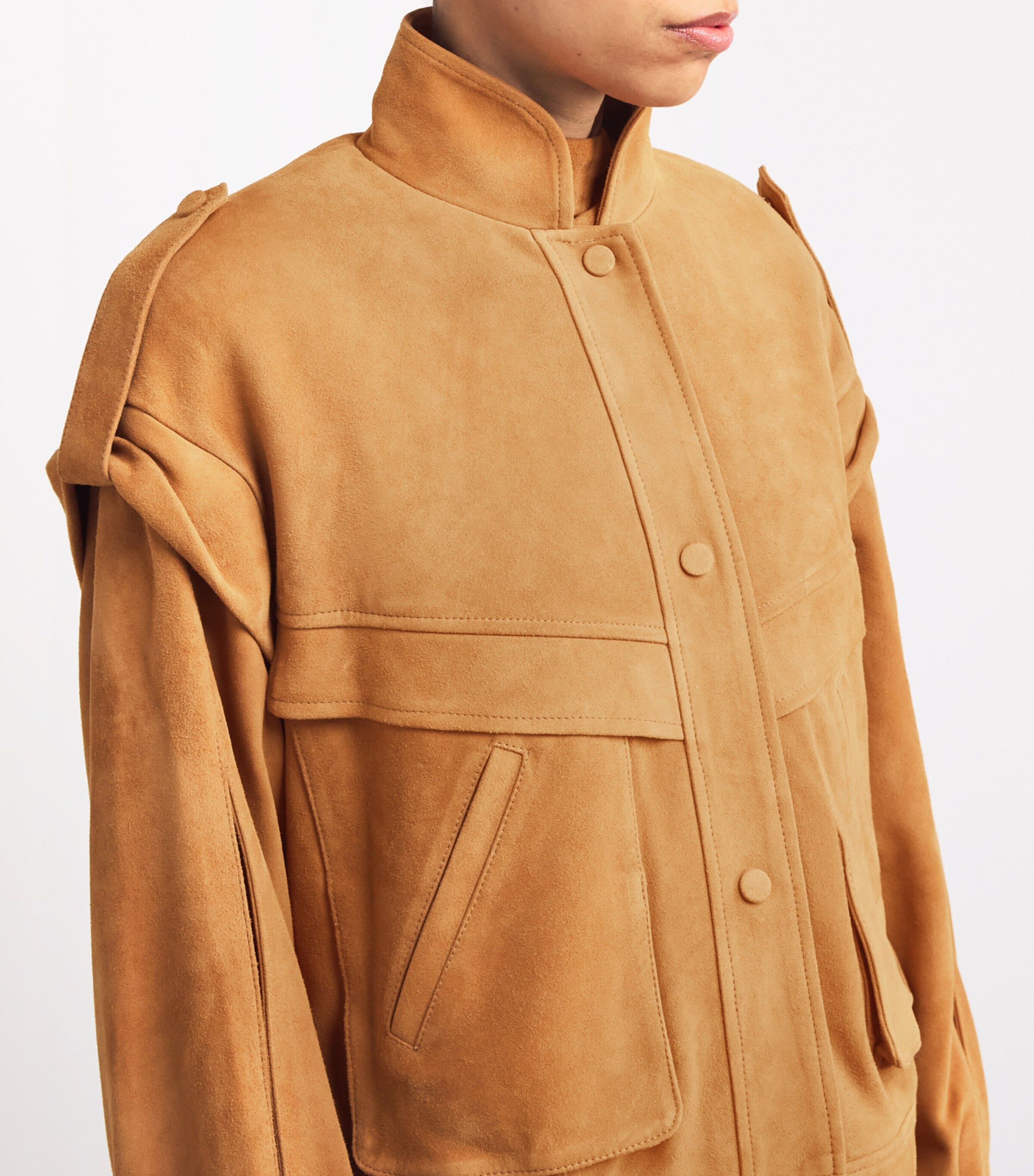 Lambskin Suede Oversized Jacket SUEDE TAN Image 6