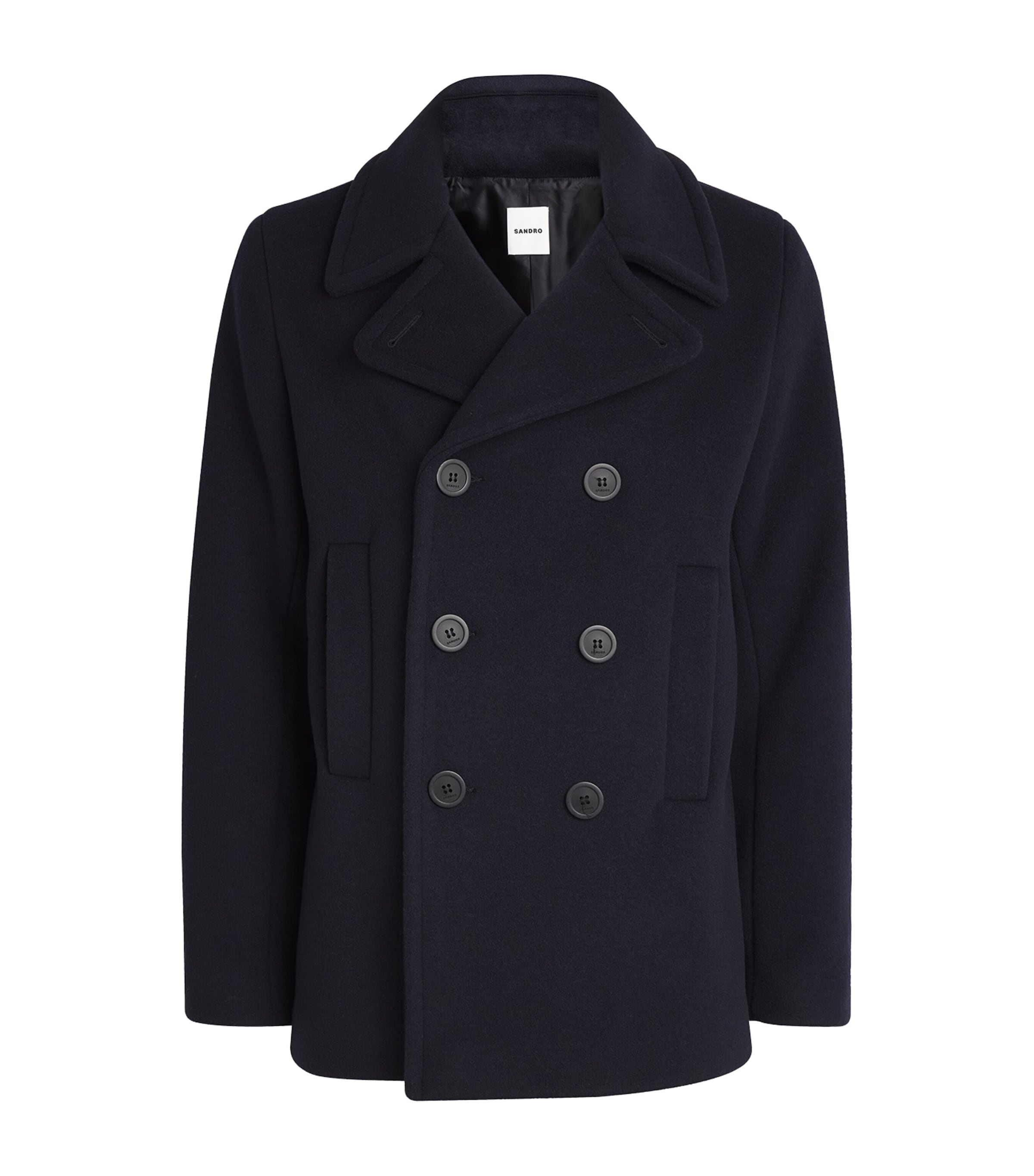 Sandro Paris Mens Wool-Blend Peacoat Navy Blue Image 1