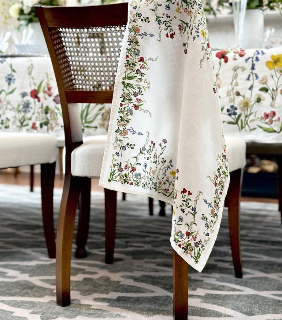 Linen Botanical Wildflower Napkin (50cm x 50cm) WHITE Image 3