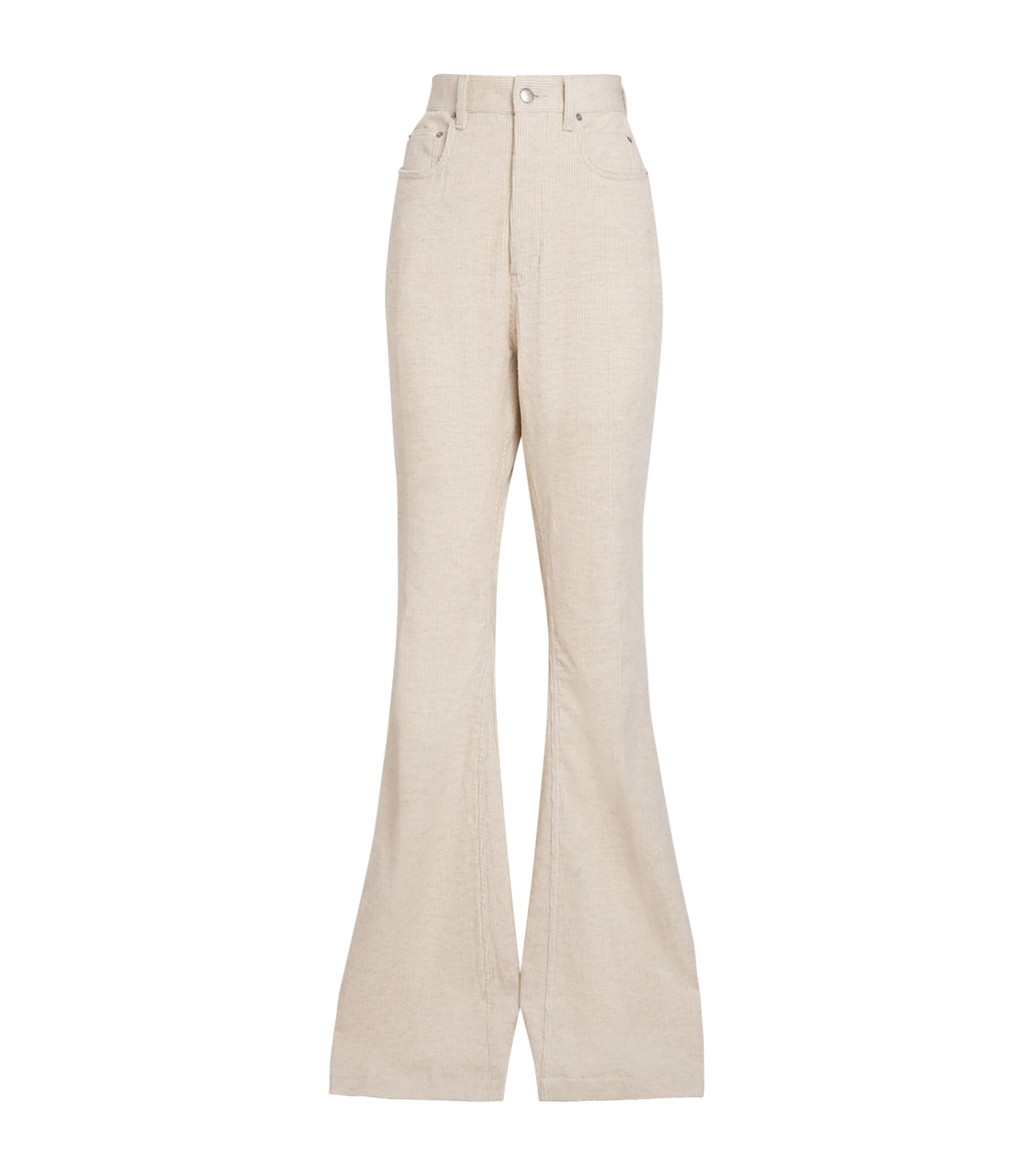 Rick Owens Corduroy Bolan Bootcut Jeans In White