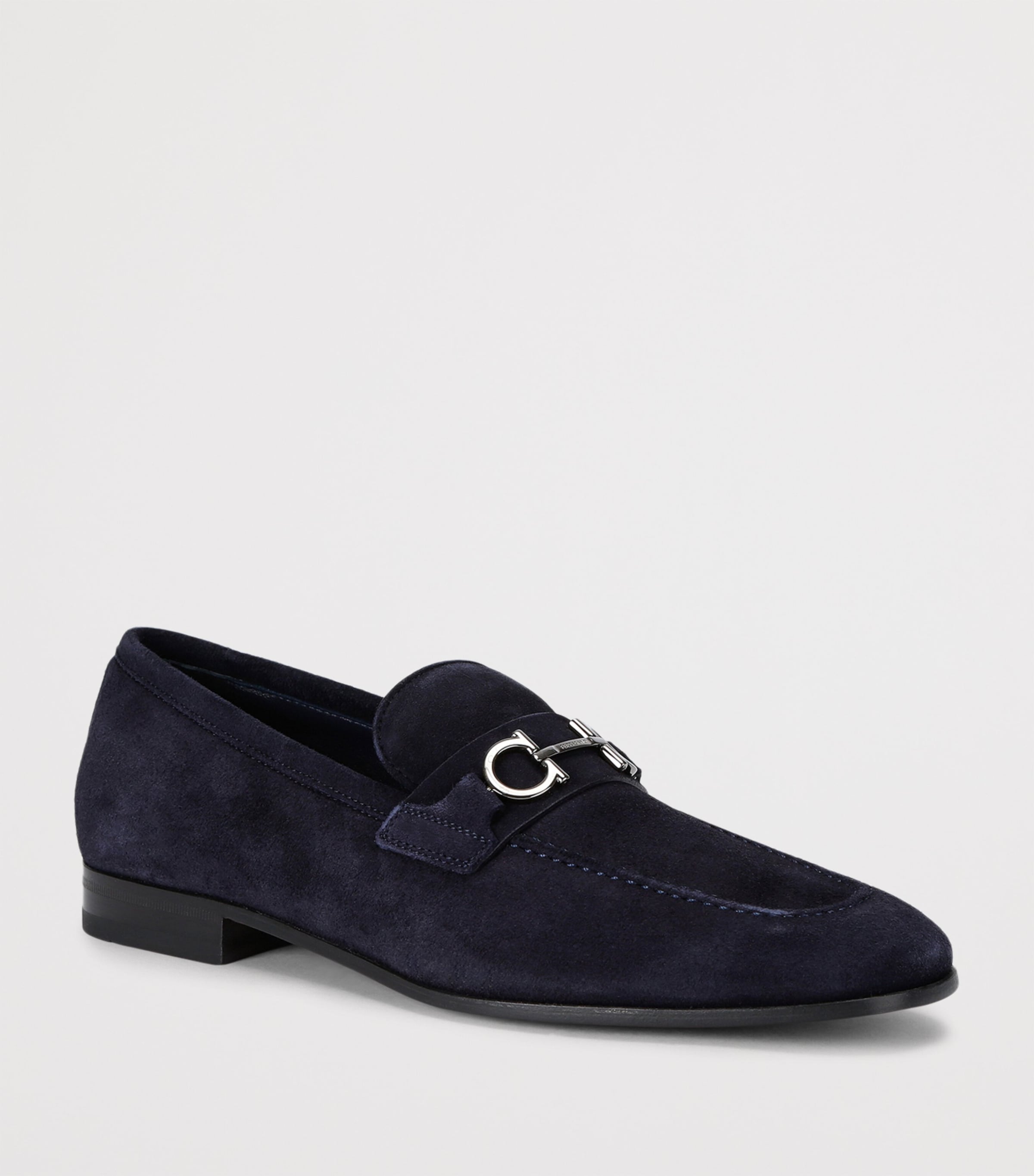 Salvatore Ferragamo Navy Leather Balty Loafers | Harrods US