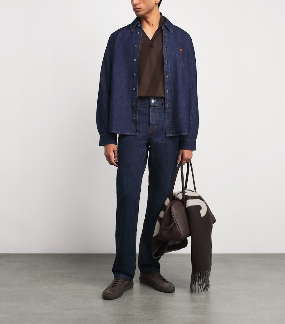 Cropped Stripe Polo Shirt DARK BROWN-880 Image 2