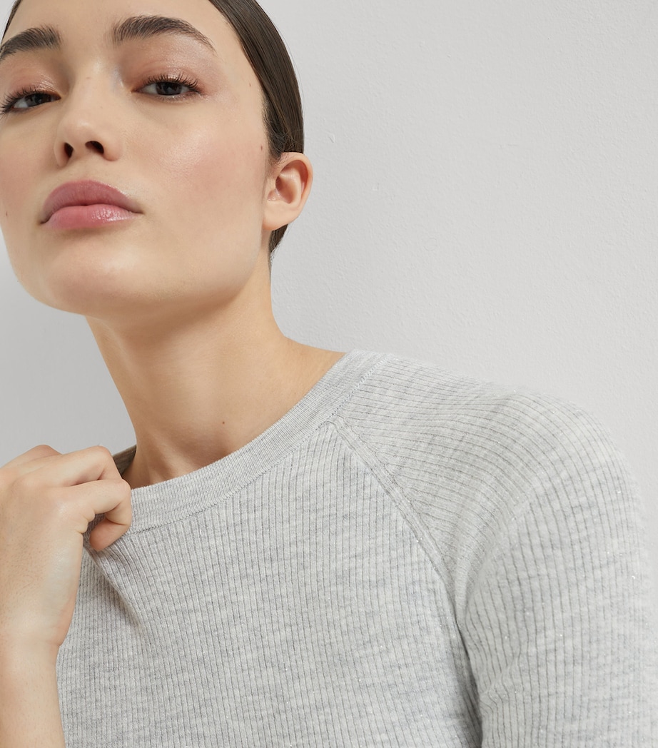 Cashmere Sparkling Short-Sleeve Sweater C072 Image 6