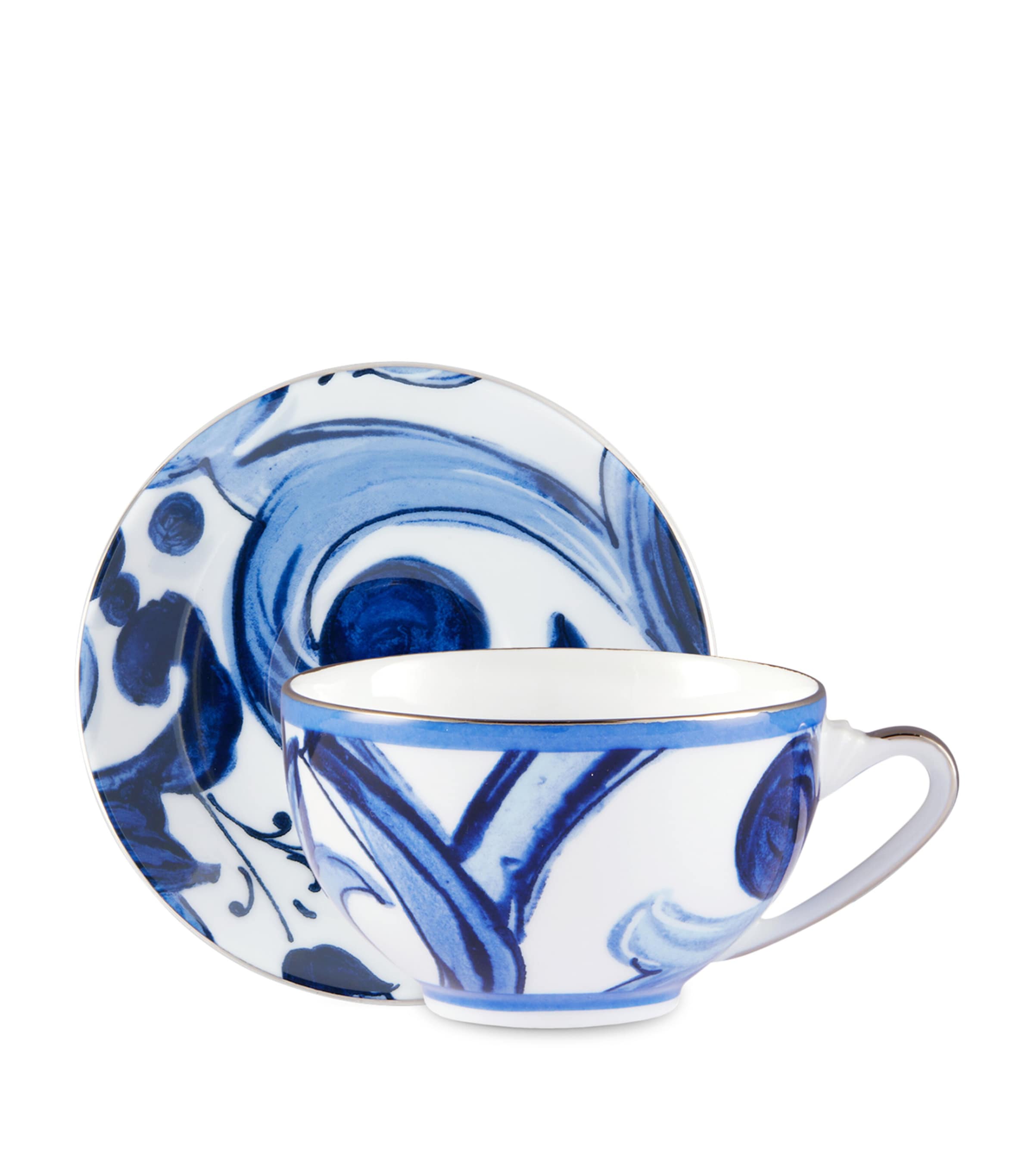 Dolce&Gabbana Casa Porcelain Blu Mediterraneo Teacup and Saucer Blu Mediterran Image 2