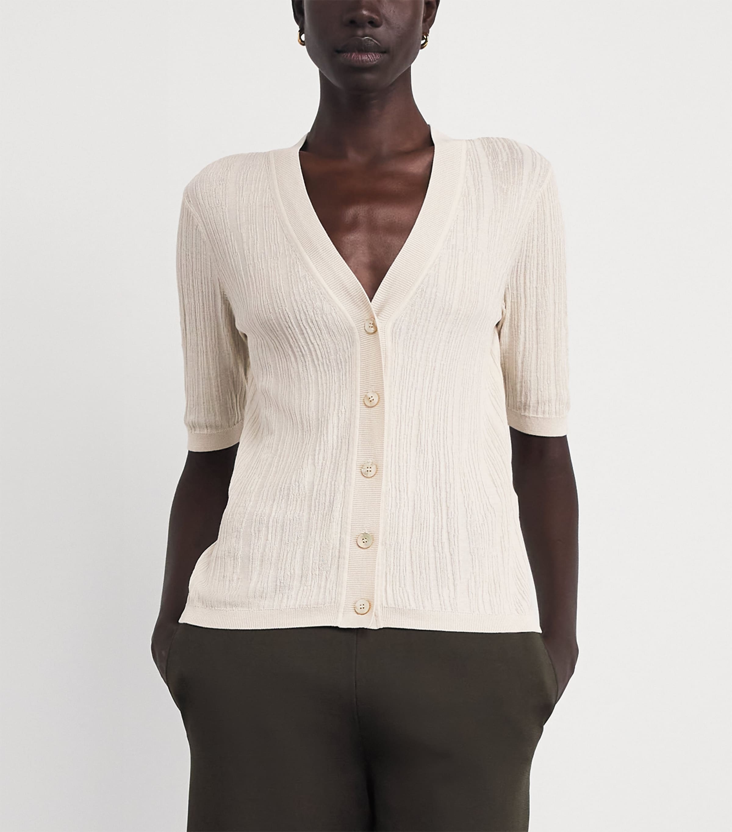 Joseph Womens Silk-Cotton Sens Cardigan Marble Image 3