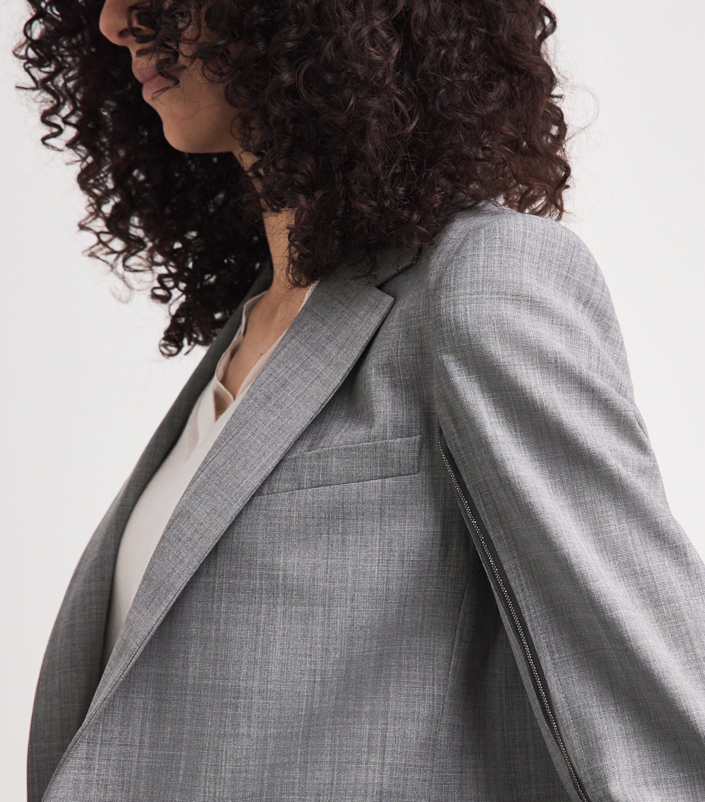 Fabiana Filippi Womens Embellished Wool-Blend Blazer Roccia Melange Image 3