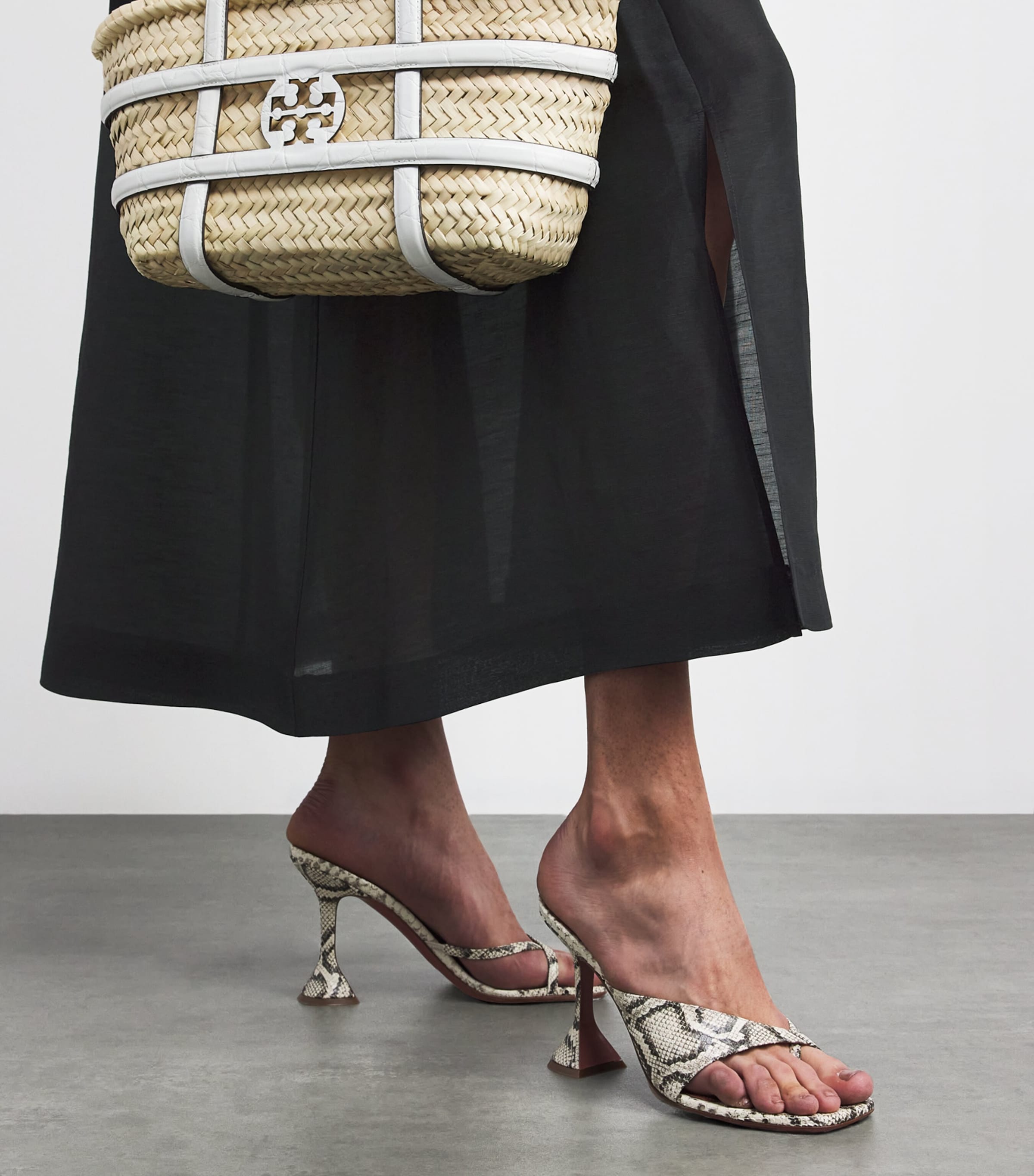 Linen-Silk Pleated Midi Kaftan 001 BLACK Image 4