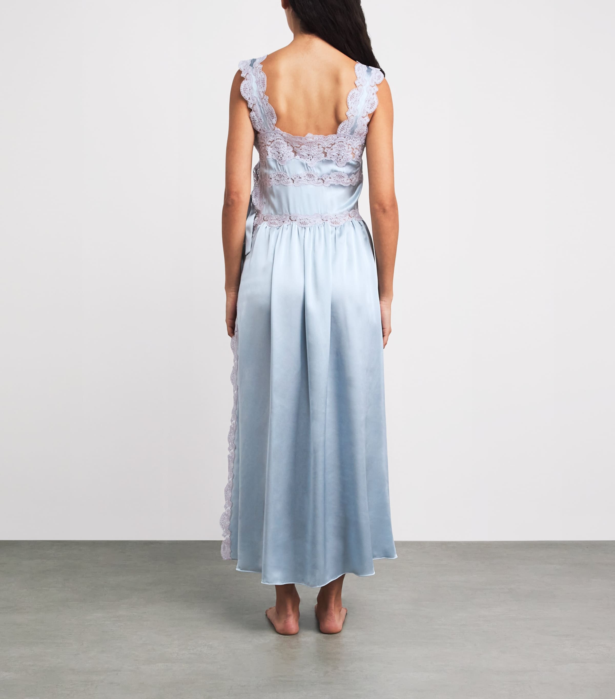 Loretta Caponi Womens Silk Lace-Detail Sabina Nightdress Ice Water Image 4