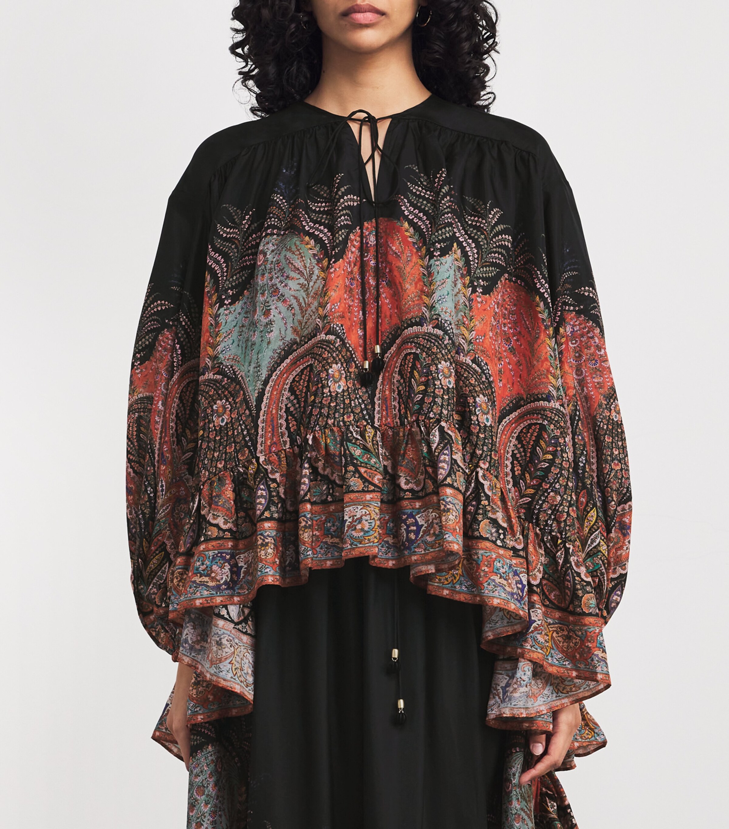 Zimmermann Womens Silk Rhiannon Blouse Blkp Black Paisley Image 3