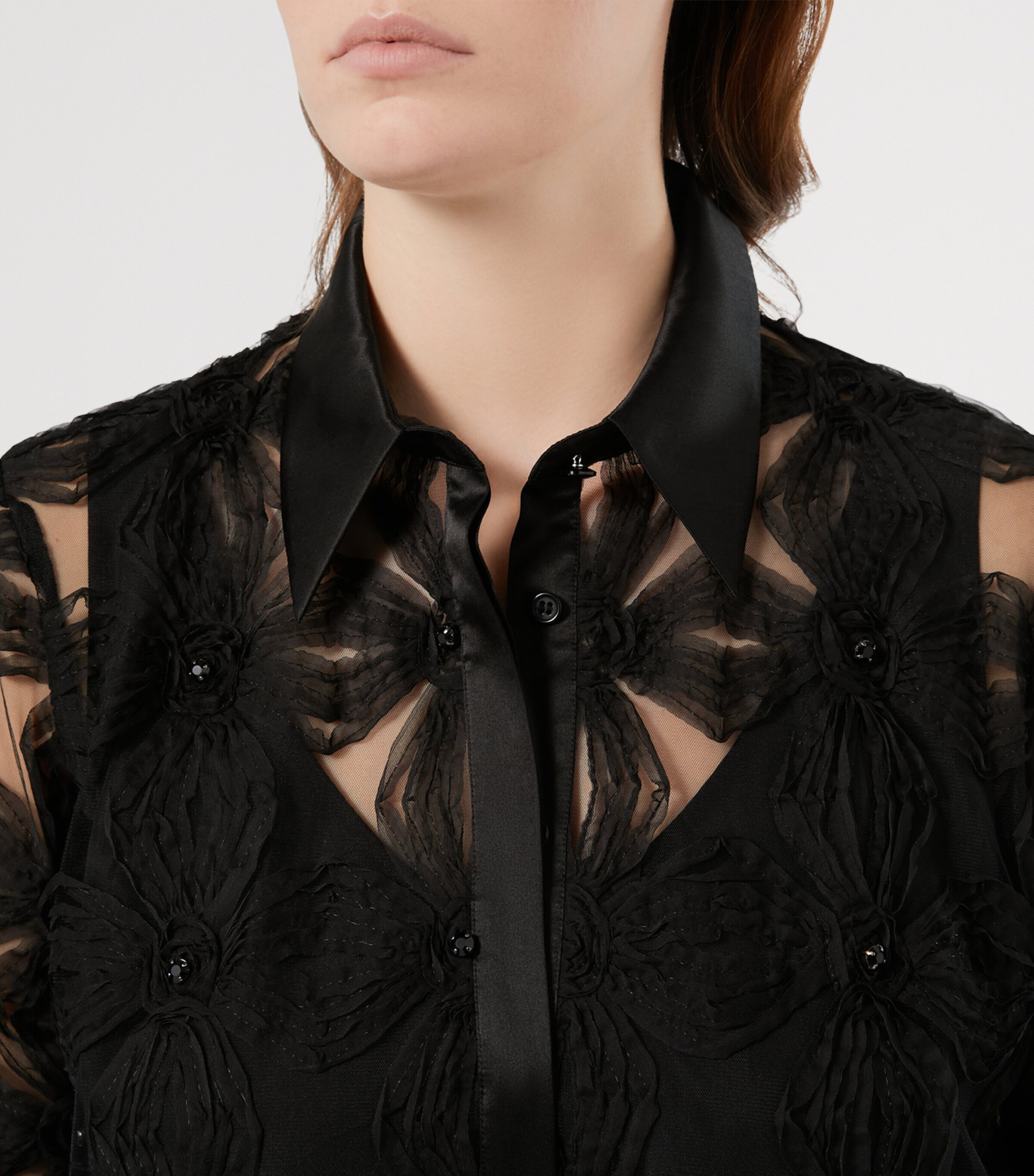 Tulle-Flower Oglio Shirt BLACK Image 5