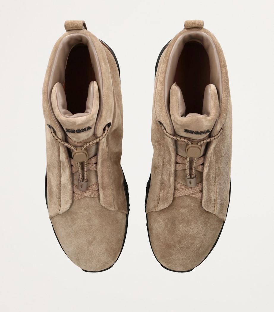 Suede Triple Stitch High-Top Sneakers BEIGE Image 6