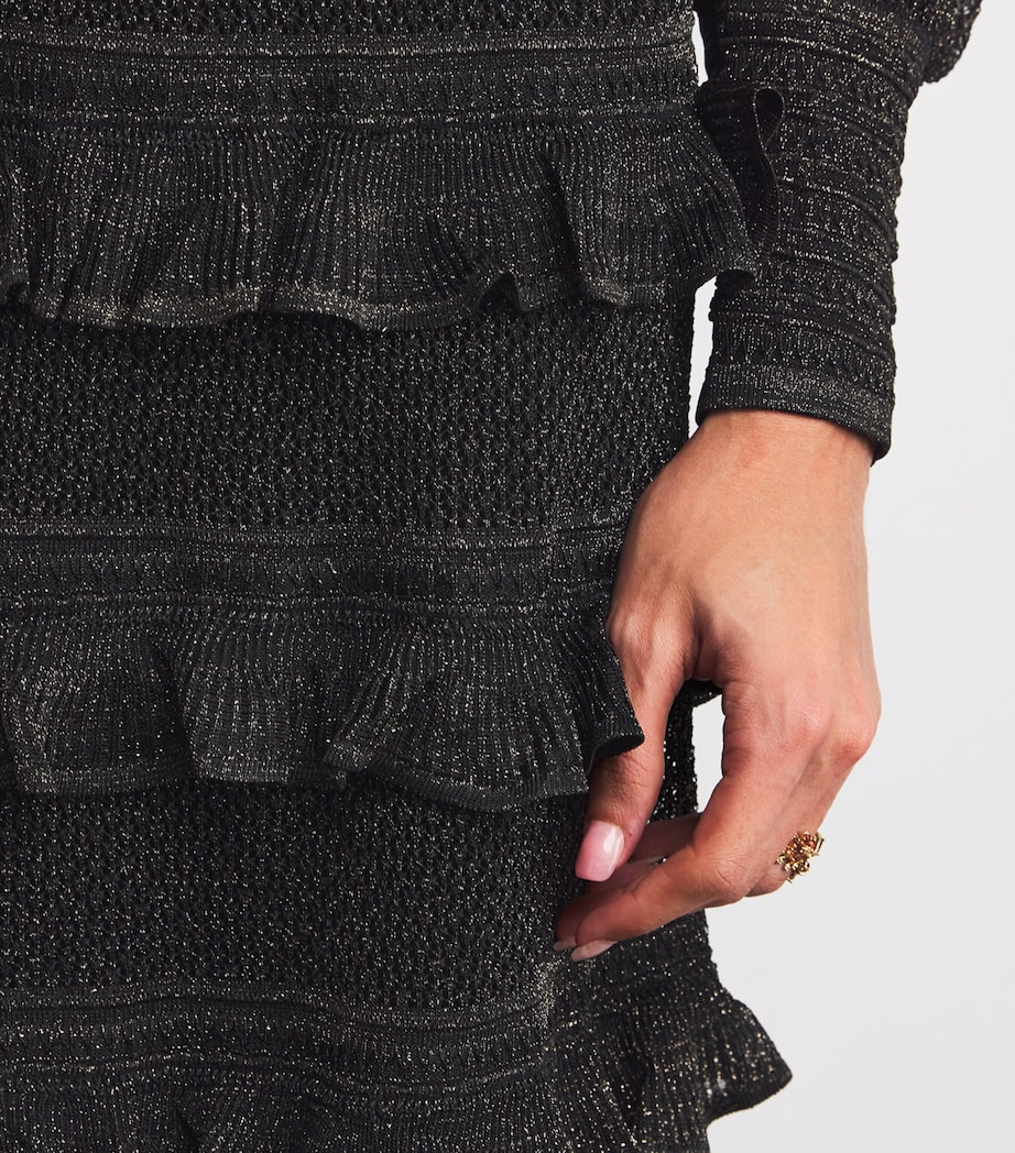 Frilled Rebellion Midi Skirt MTBK METALLIC BLACK Image 6