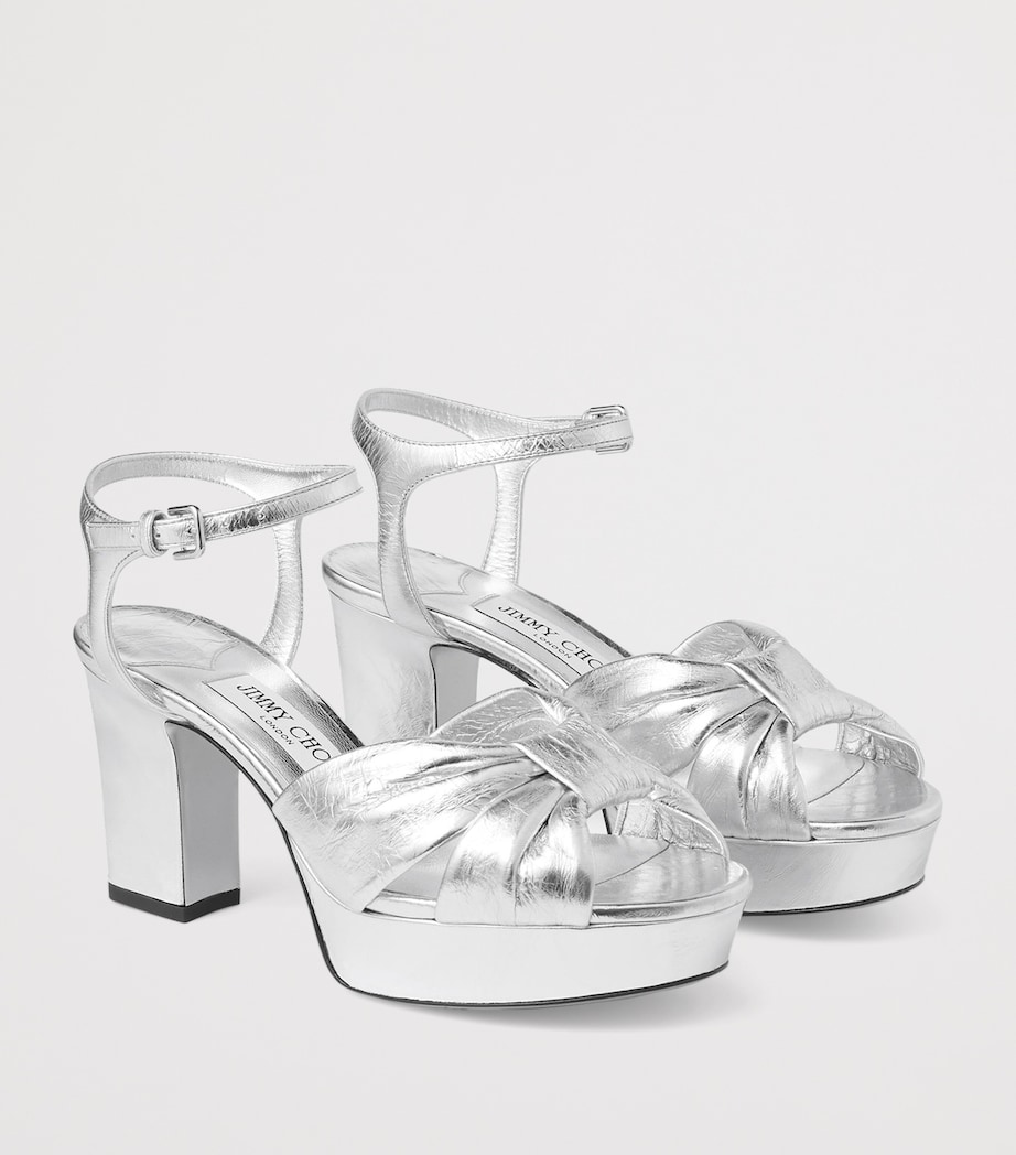 Heloise 80 Leather Heeled Sandals SILVER Image 2