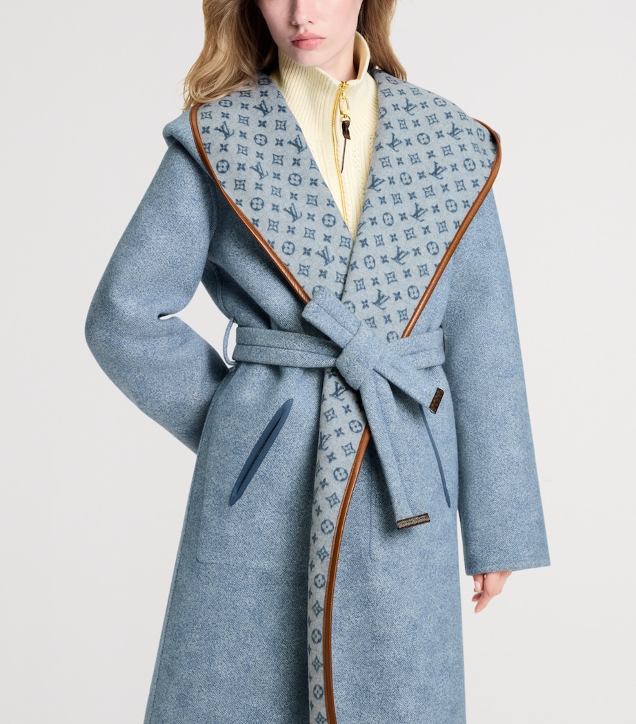 Wool-Silk Reversible Signature Wrap Coat DARK BLUE Image 2