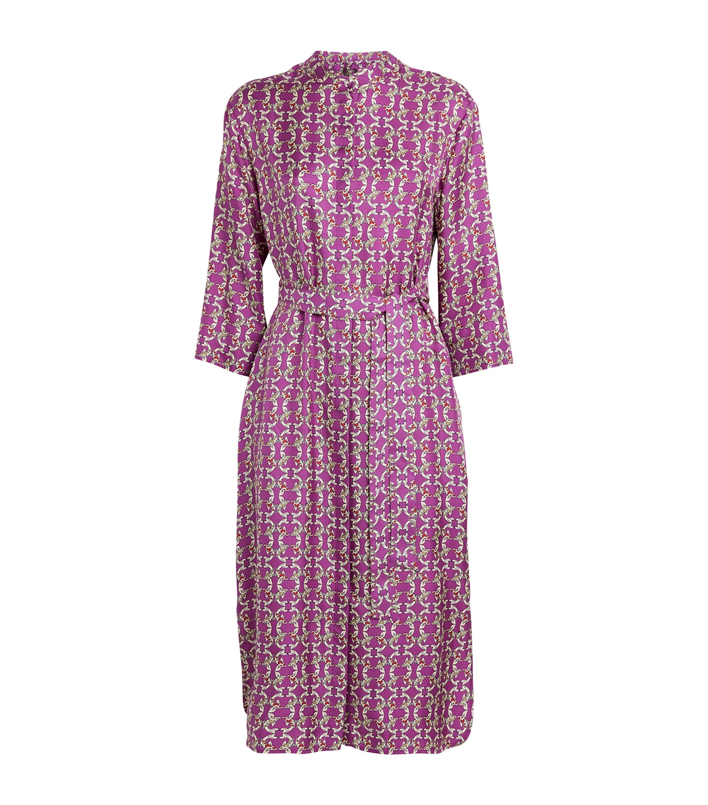 Max Mara Silk Printed Midi Caftan Dress In Purple