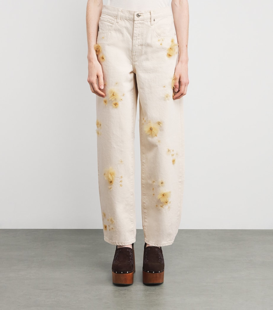Embellished Low-Slung Barrel Jeans VANILLA BEAN Image 3