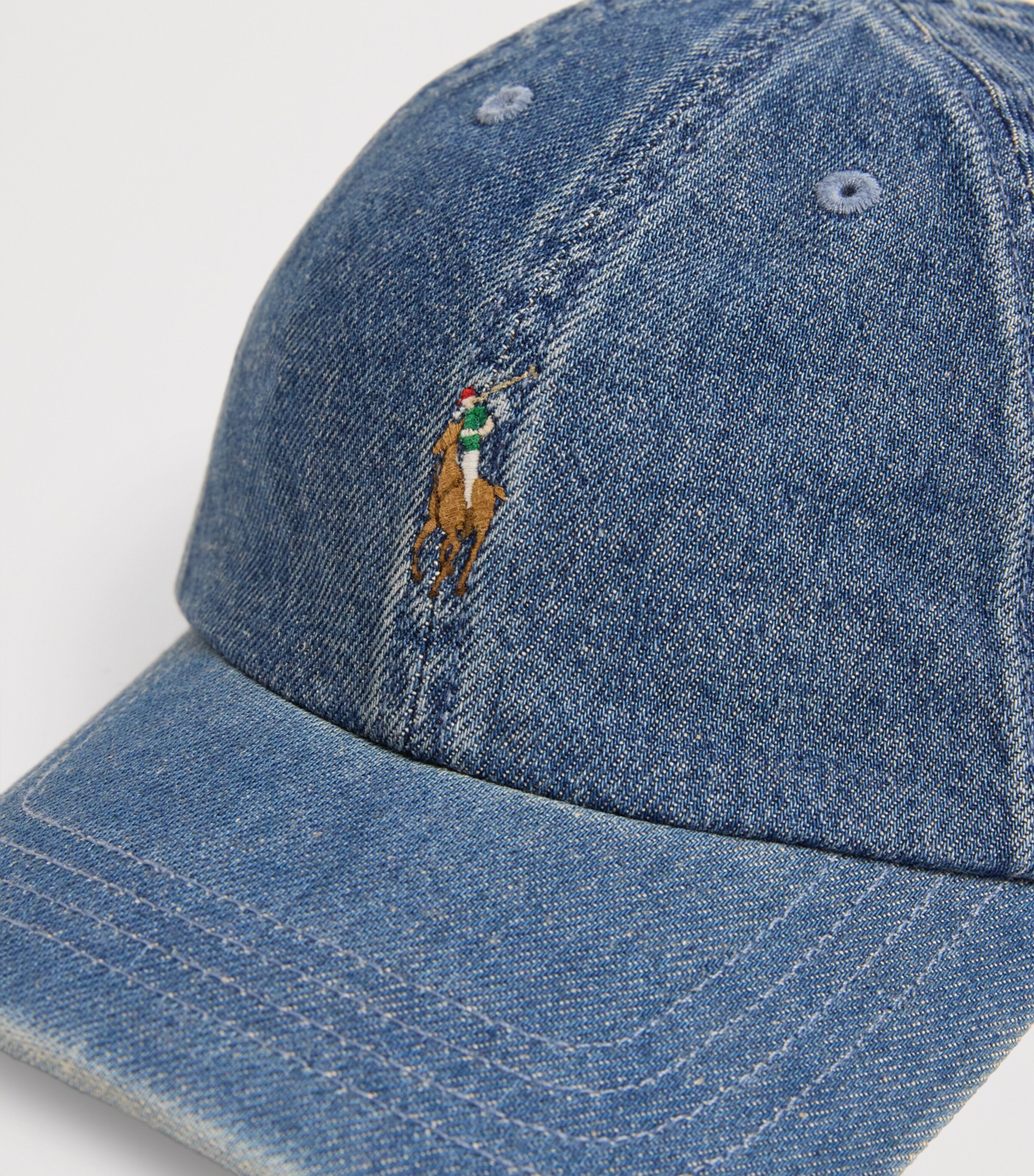 Denim Polo Pony Baseball Cap BLUE Image 4