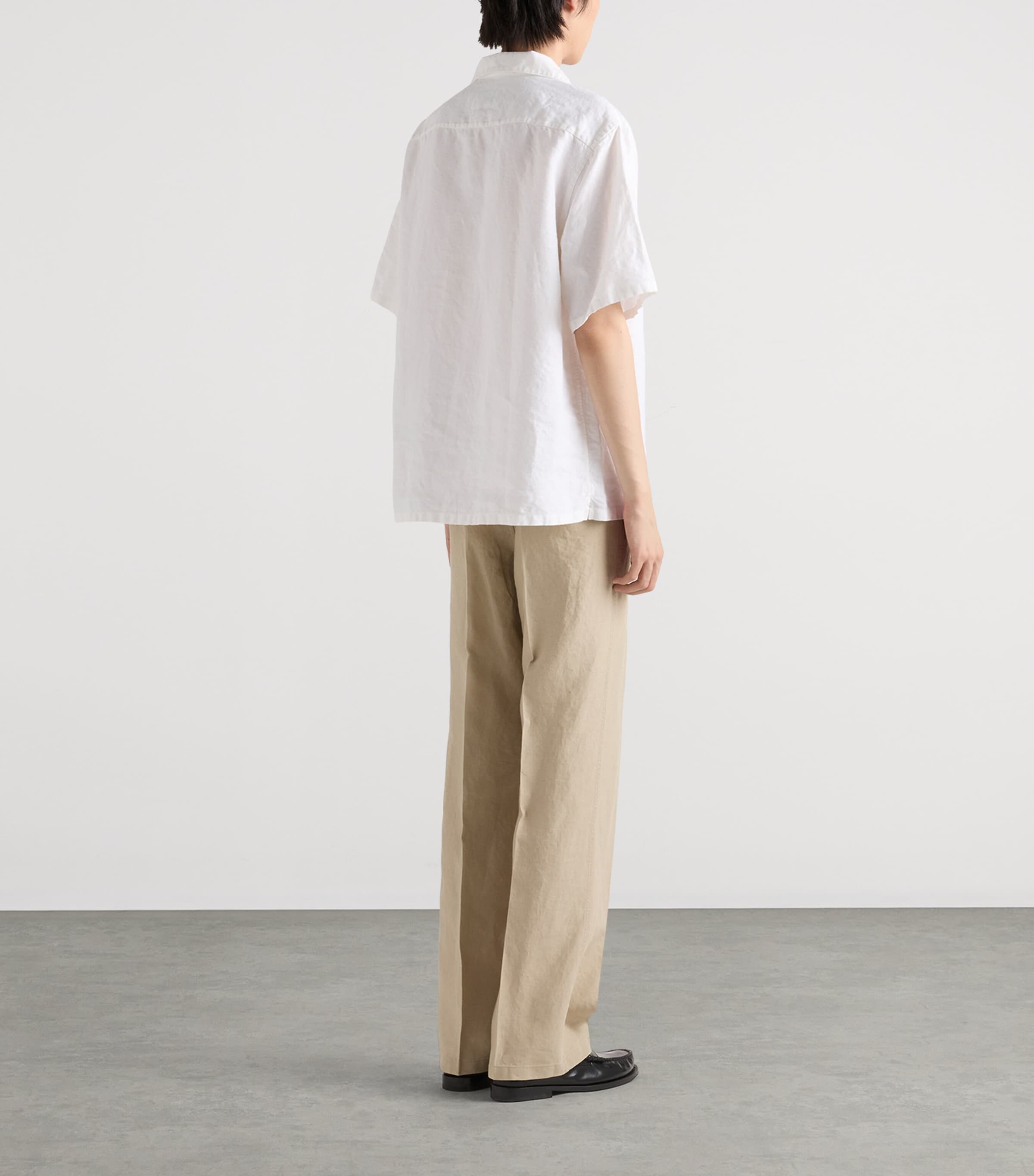 Prada Neutral Linen Wide-Leg Trousers | Harrods UK