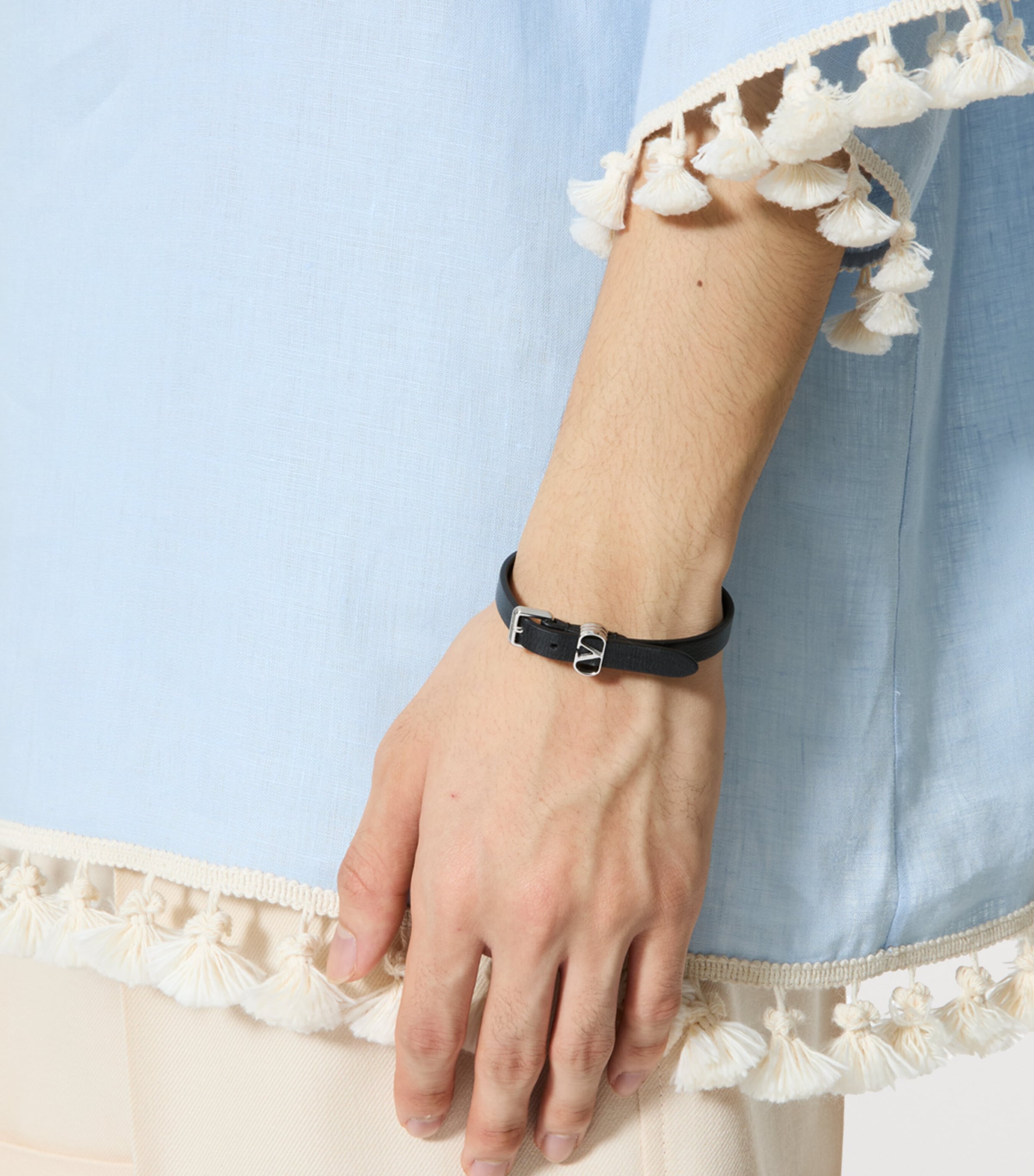 Leather Ovalette VLogo Bracelet 0NO Image 2