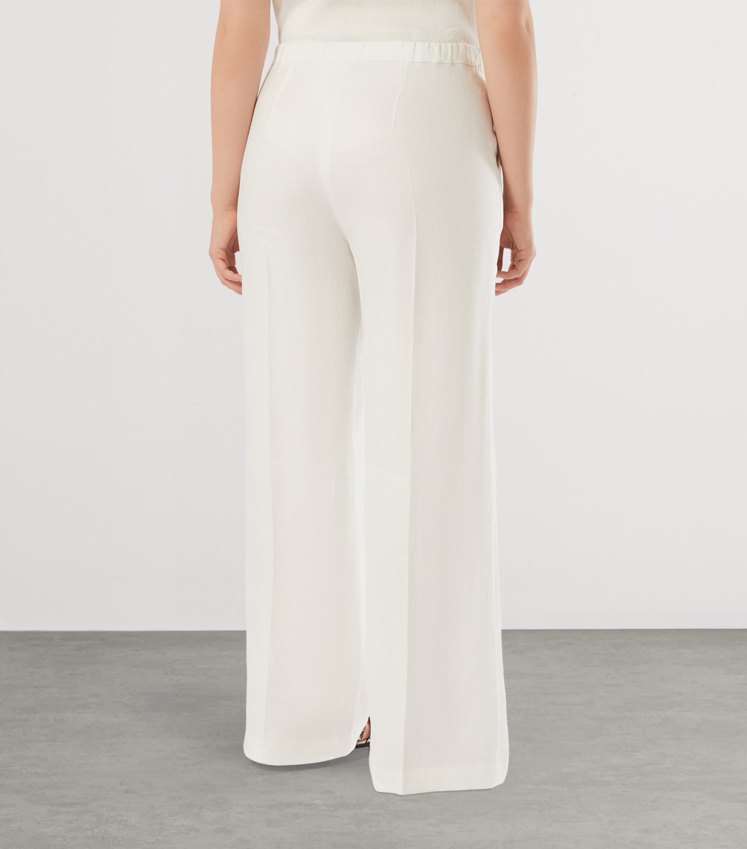 Marina Rinaldi Womens Linen Straight Trousers White Image 4