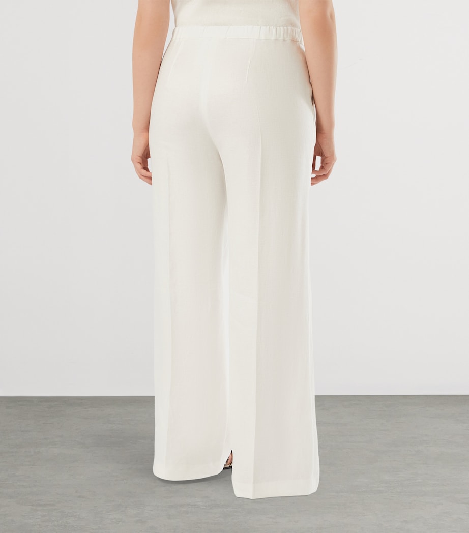 Marina Rinaldi Womens Linen Straight Trousers White Image 4