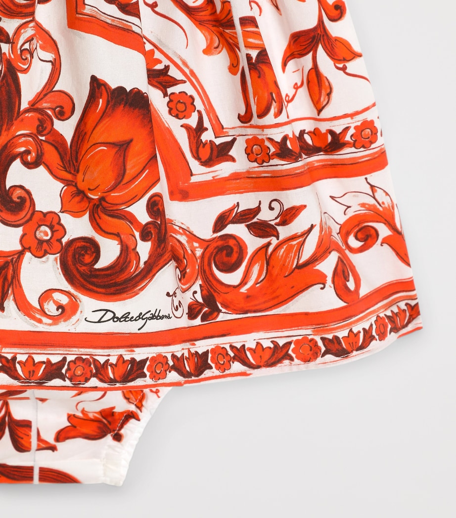 Dolce&Gabbana Kids Majolica Print T-Shirt Dress and Bloomers (3-30 Months) Combined Colou Image 4
