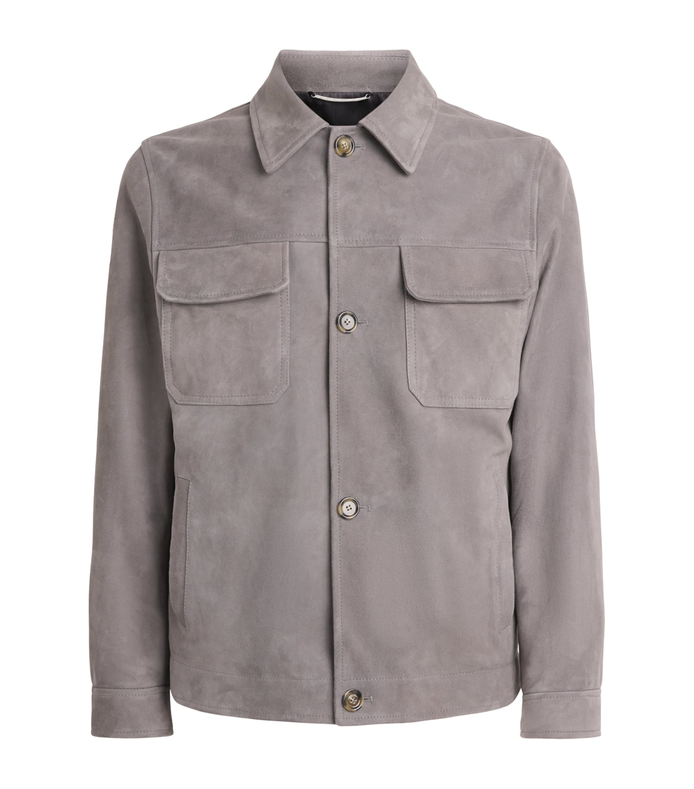 Lardini Mens Sheepskin Suede Jacket Grey Image 1